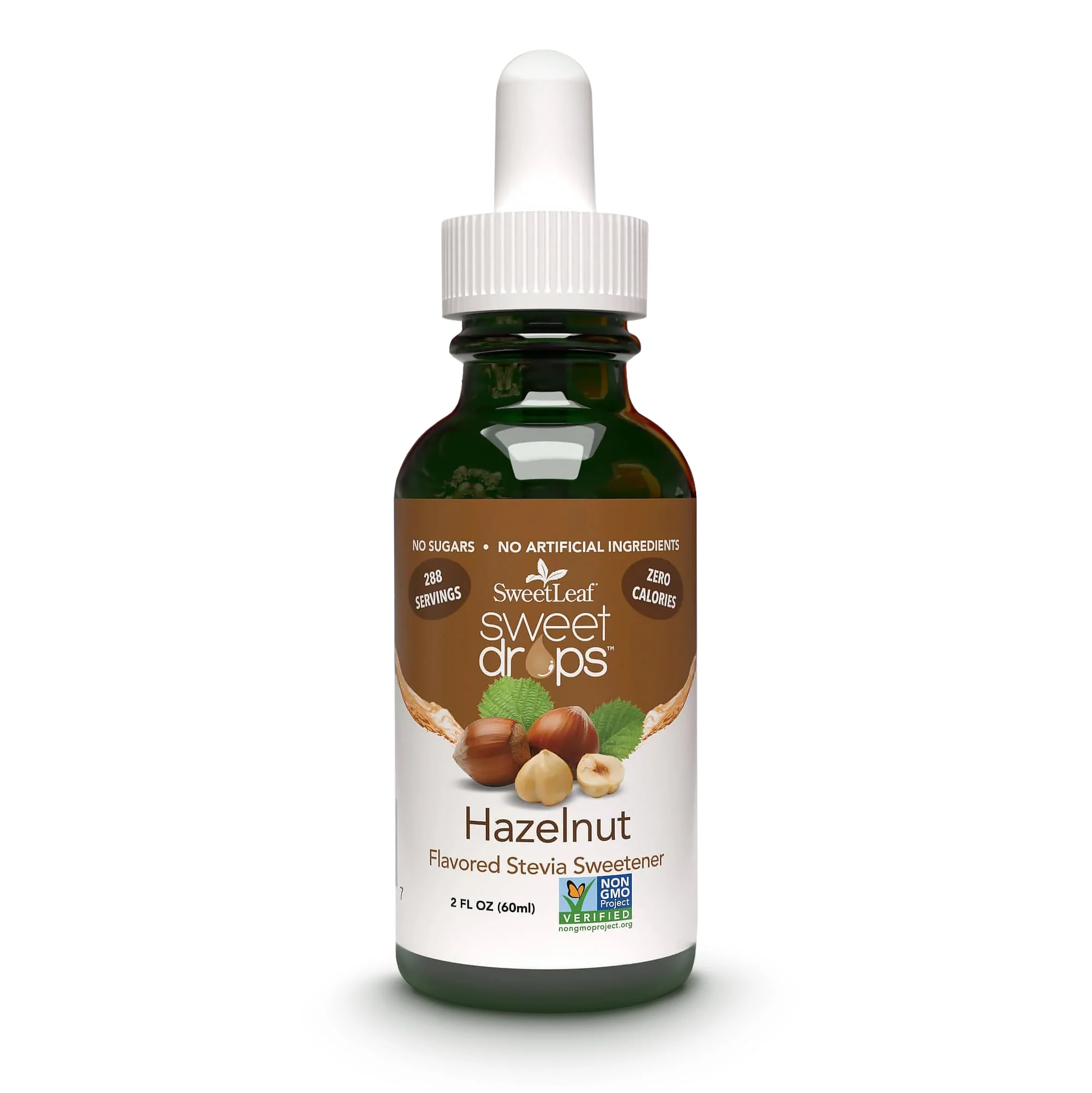SweetLeaf Sweet Drops - Flavored Stevia Liquid Sweetener, Organic Stevia Extract, Zero Calories, Gluten Free, Keto Friendly, Non GMO, Natural Flavor, Sugar Alternative - Hazelnut, 2 Fl Oz (Pack of 1)