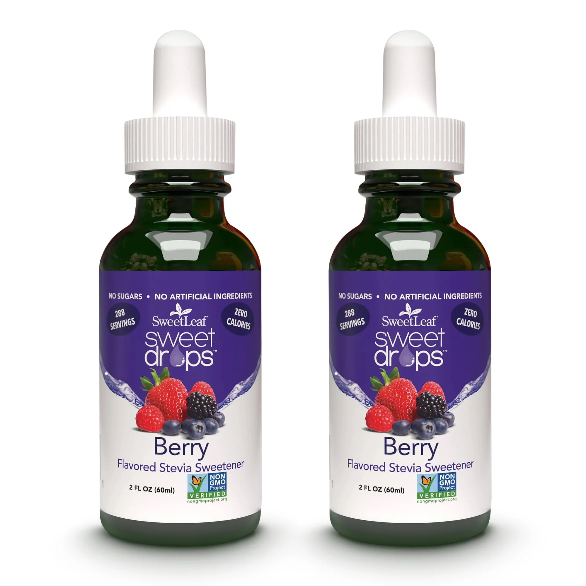 SweetLeaf Sweet Drops - Flavored Stevia Liquid Sweetener, Organic Stevia Extract, Zero Calories, Gluten Free, Keto Friendly, Non GMO, Natural Flavors, Sugar Alternative - Berry, 2 Fl Oz (Pack of 2)