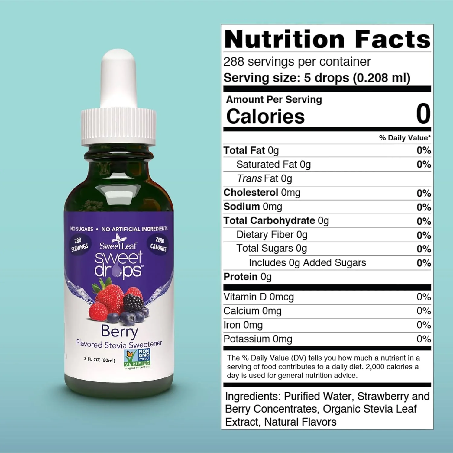 SweetLeaf Sweet Drops - Flavored Stevia Liquid Sweetener, Organic Stevia Extract, Zero Calories, Gluten Free, Keto Friendly, Non GMO, Natural Flavors, Sugar Alternative - Berry, 2 Fl Oz (Pack of 2) - Image 2