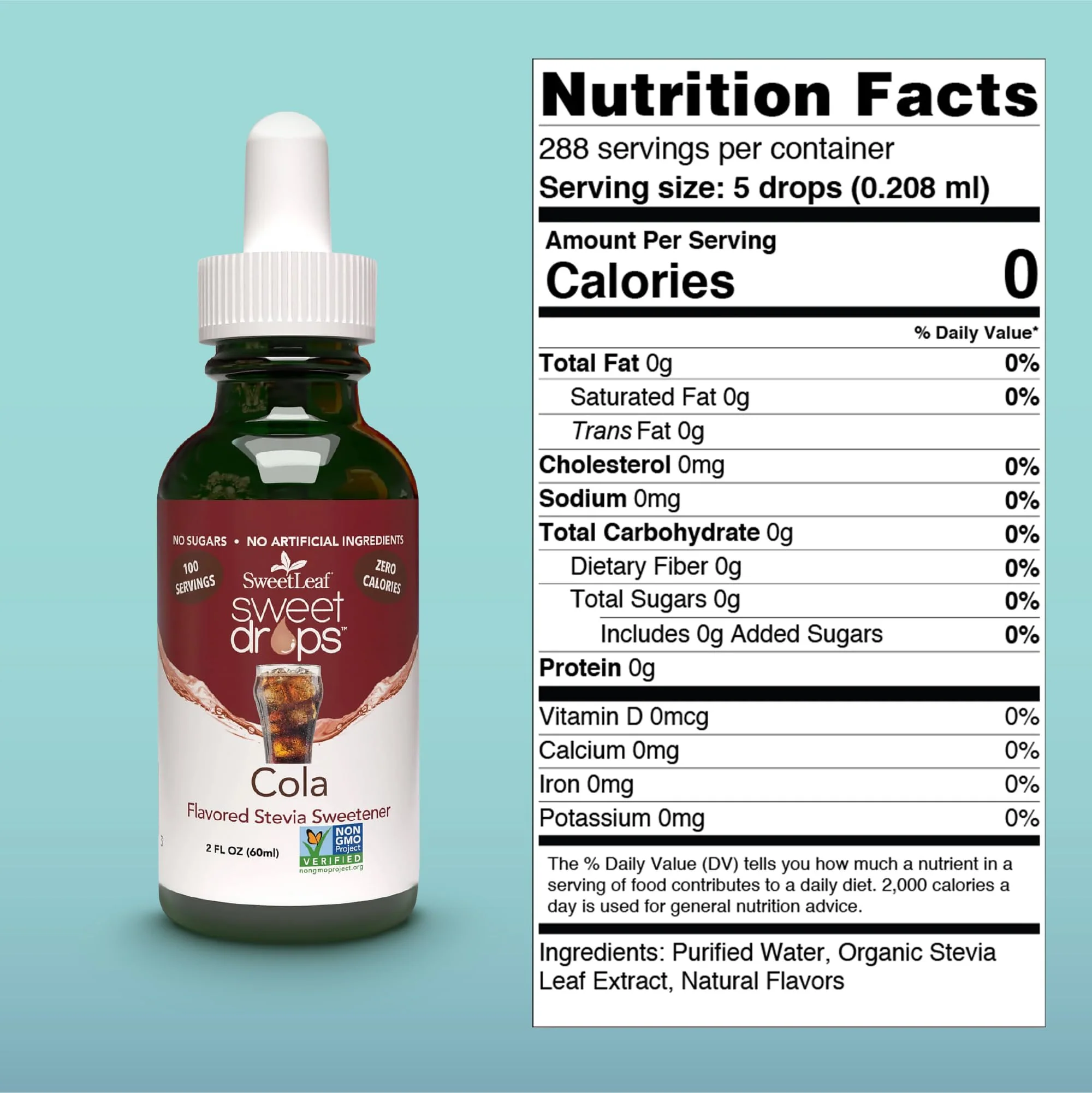 SweetLeaf Sweet Drops - Flavored Stevia Liquid Sweetener, Organic Stevia Extract, Zero Calories, Gluten Free, Keto Friendly, Non GMO, Natural Flavors, Sugar Alternative - Cola, 2 Fl Oz (Pack of 1) - Image 2