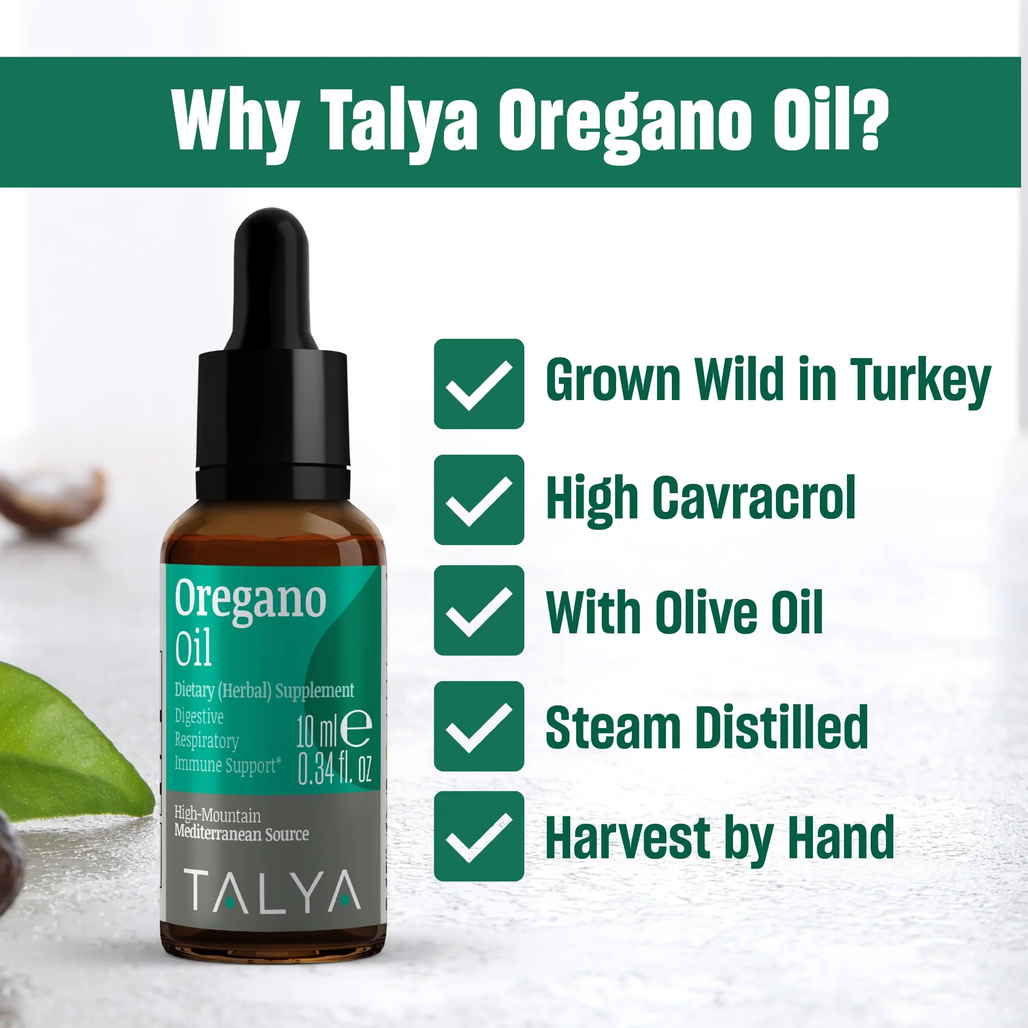 TALYA Oregano Oil 0.34 fl.oz | Oil of Oregano Liquid | Immune Support, High Carvacrol, Digestive Health | Non-GMO | Vegan | Mediterranean Oregano - Image 4