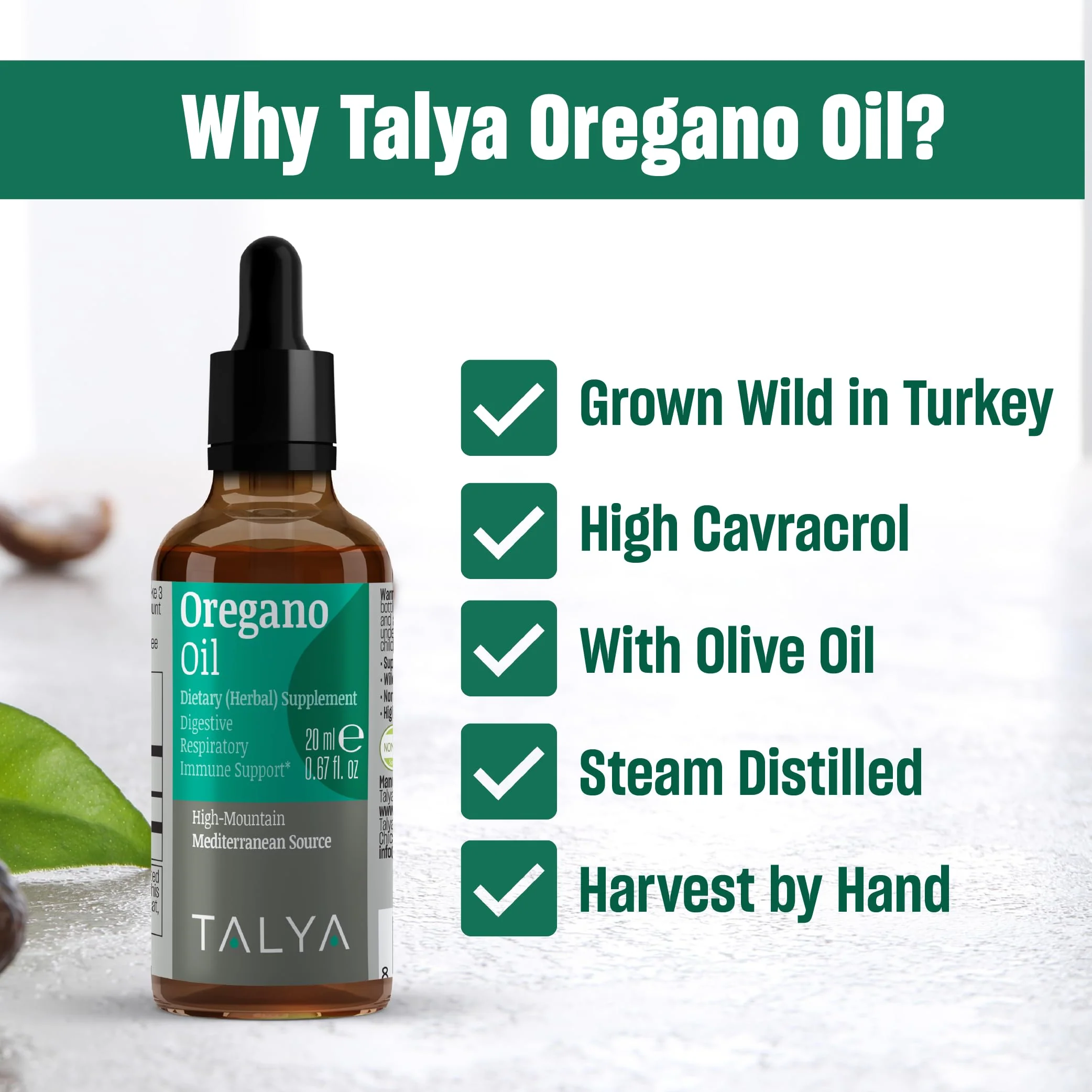 TALYA Oregano Oil 0.67 fl.oz | Oil of Oregano Liquid | Immune Support, High Carvacrol, Digestive Health | Non-GMO | Vegan | Mediterranean Oregano - Image 4