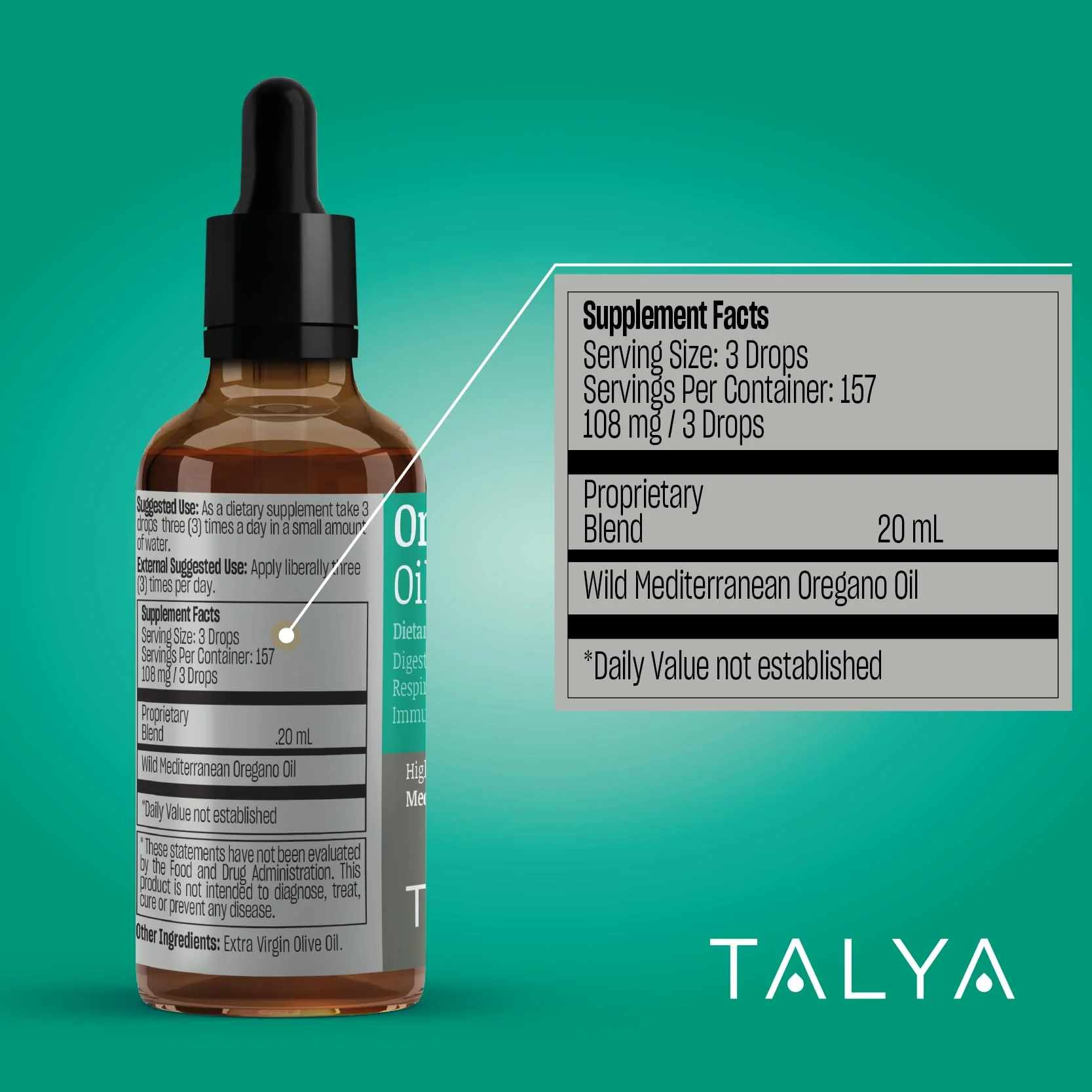 TALYA Oregano Oil 0.67 fl.oz | Oil of Oregano Liquid | Immune Support, High Carvacrol, Digestive Health | Non-GMO | Vegan | Mediterranean Oregano - Image 5