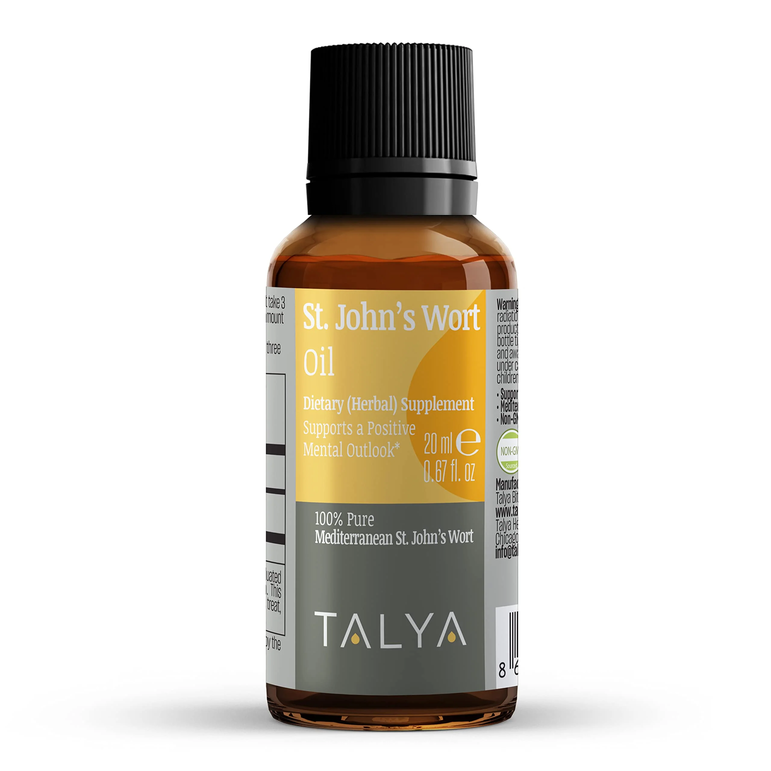 TALYA St. John’s Wort Oil 0.67 fl. oz | 100% Pure & Natural Liquid Drop | Dietary Supplement | for Positive Mood & Emotional Balance | Body, Skin & Hair Care | Non-GMO