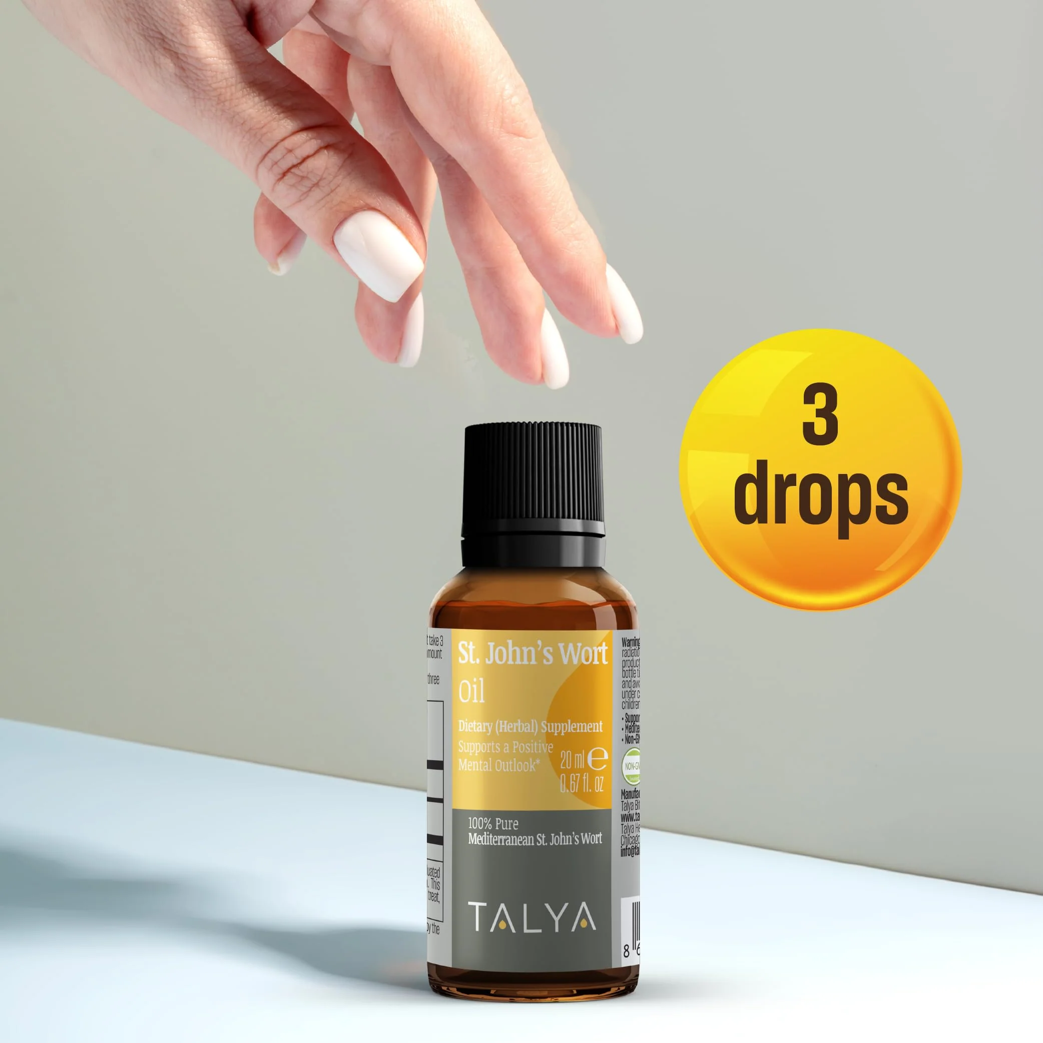 TALYA St. John’s Wort Oil 0.67 fl. oz | 100% Pure & Natural Liquid Drop | Dietary Supplement | for Positive Mood & Emotional Balance | Body, Skin & Hair Care | Non-GMO - Image 3