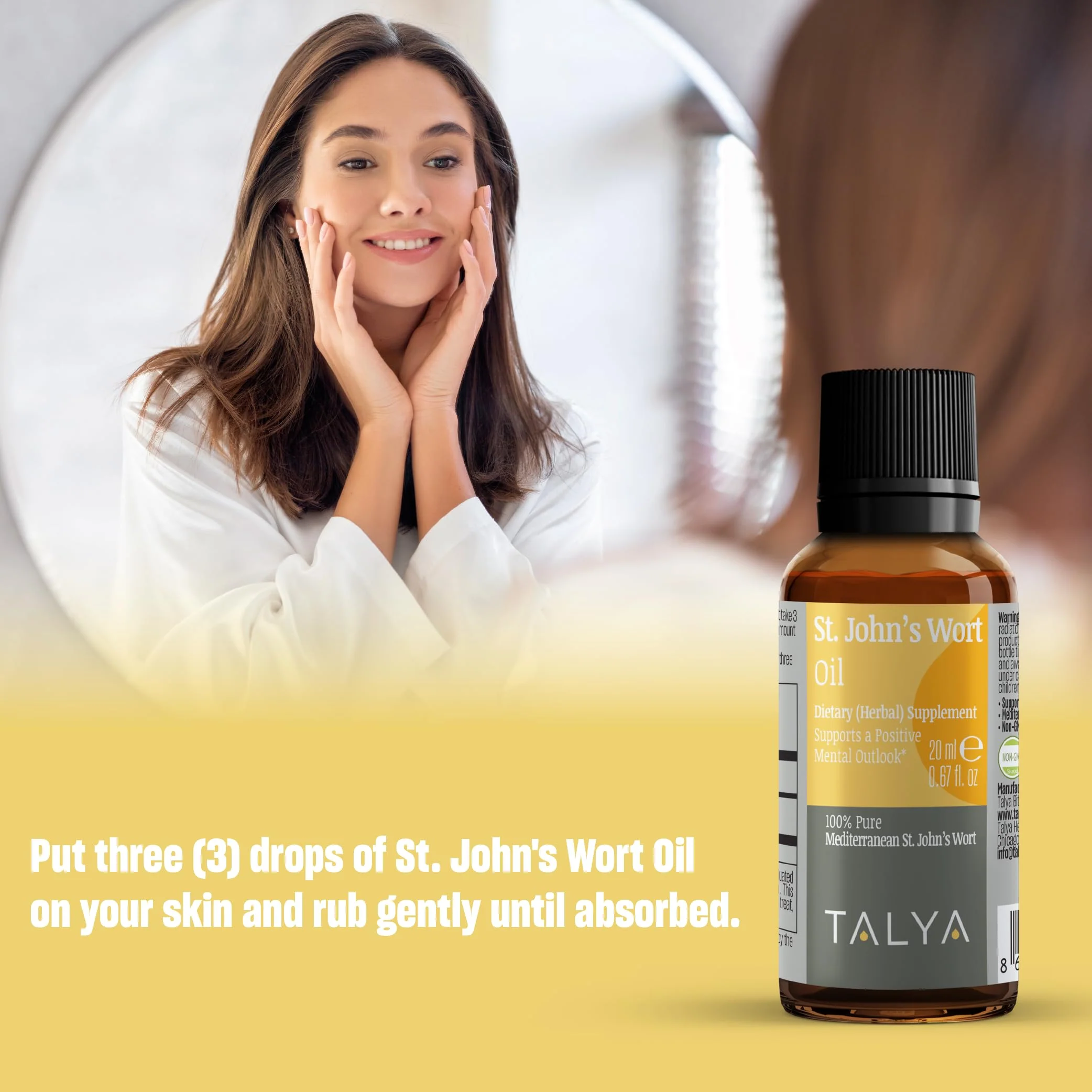 TALYA St. John’s Wort Oil 0.67 fl. oz | 100% Pure & Natural Liquid Drop | Dietary Supplement | for Positive Mood & Emotional Balance | Body, Skin & Hair Care | Non-GMO - Image 4
