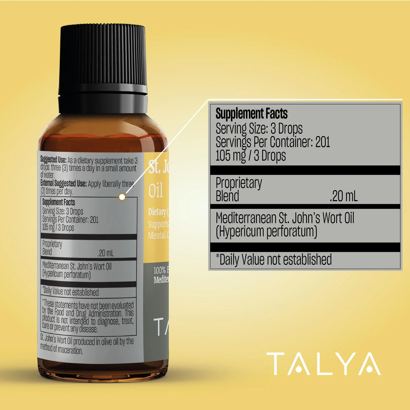 TALYA St. John’s Wort Oil 0.67 fl. oz | 100% Pure & Natural Liquid Drop | Dietary Supplement | for Positive Mood & Emotional Balance | Body, Skin & Hair Care | Non-GMO - Image 6