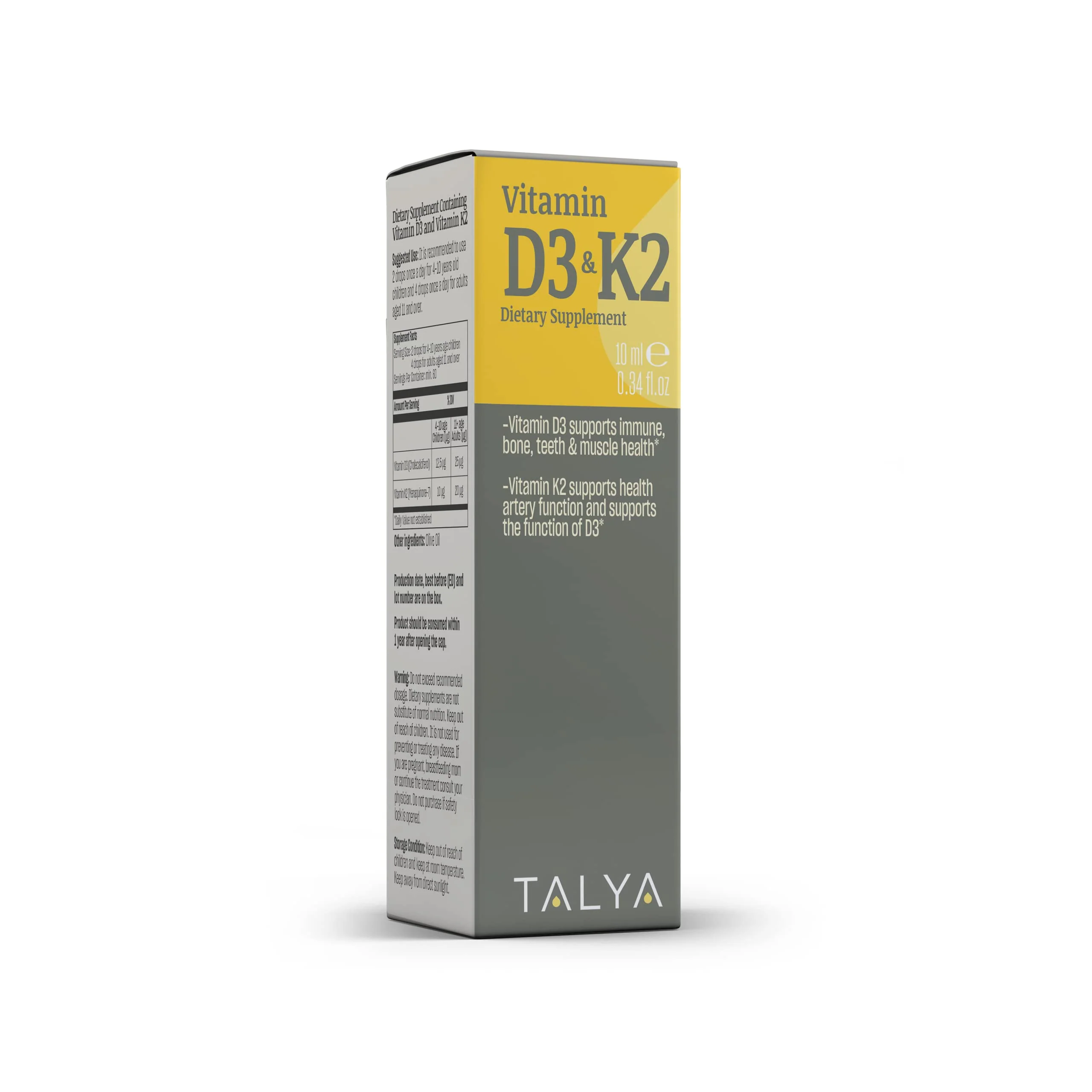 TALYA Vitamin D3 & K2 | Liquid Vitamin D3 with K2 Drops | 1000 IU | Immune Support - Helps Support Strong Bones & Healthy Heart | Non-GMO | Vegan | 60 Servings, 0.34 fl.oz - Image 2