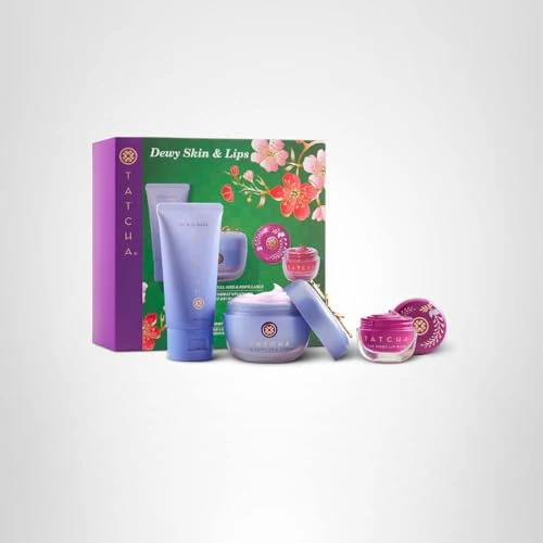 Tatcha Dewy Skin & Lips Hydrating Ritual Set, Travel Rice Wash, Full Size Dewy Skin Cream, Wisteria Lip Mask ($119 Value) - Image 2
