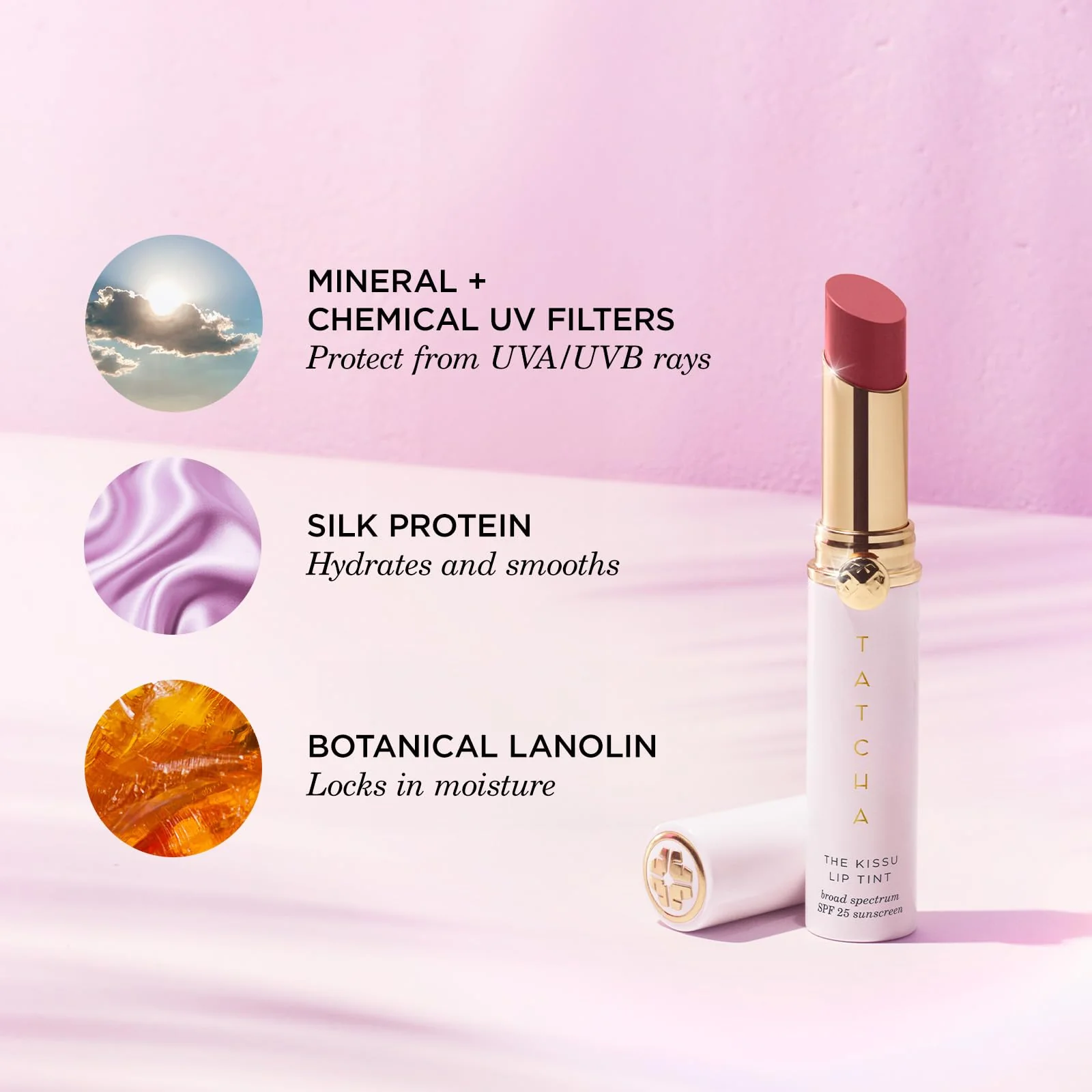 TATCHA The Kissu Lip Tint SPF 25 - Plum Blossom | Hydrating Tinted Lip Sunscreen, 0.14 oz - Image 5