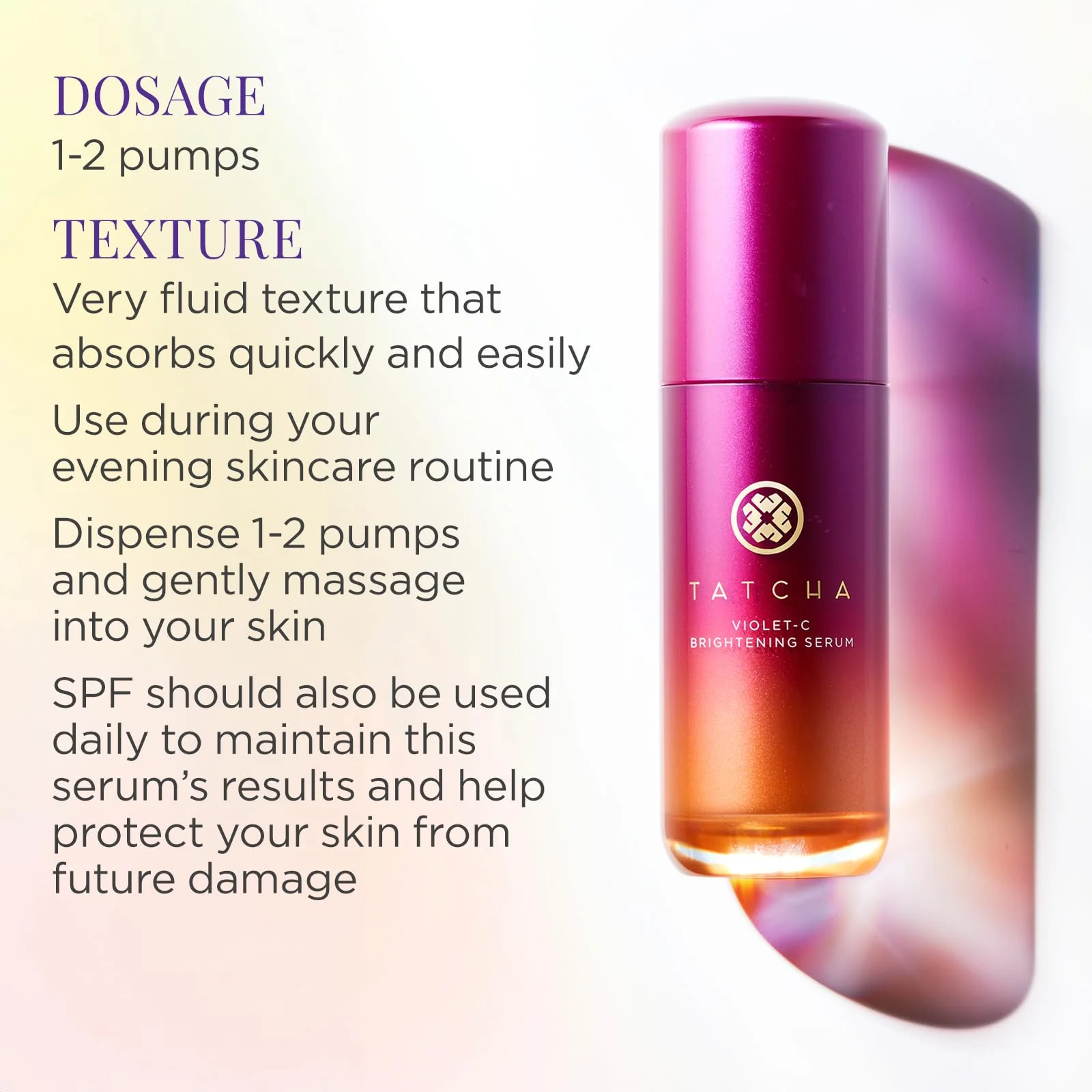 Tatcha Violet-C Brightening Serum | 20% Vitamin C + 10% AHAs | Pure Ingredients to Help Soften & Smooth for More Radiant, Even-Toned Skin | 30 ml / 1 oz - Image 3