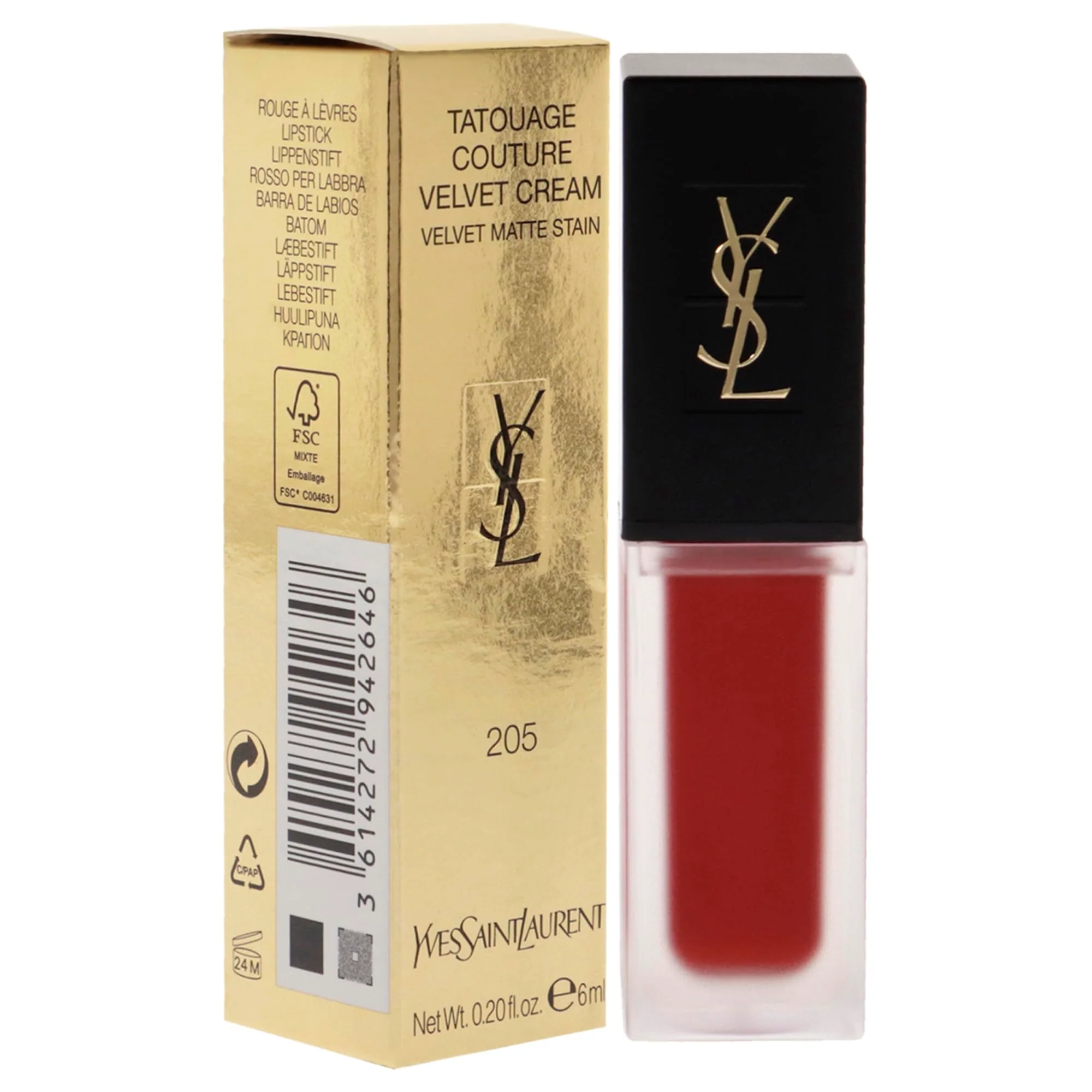 Tatouage Couture Velvet Matte Cream - 205 Rouge Clique by Yves Saint Laurent for Women - 0.2 oz Lipstick - Image 5