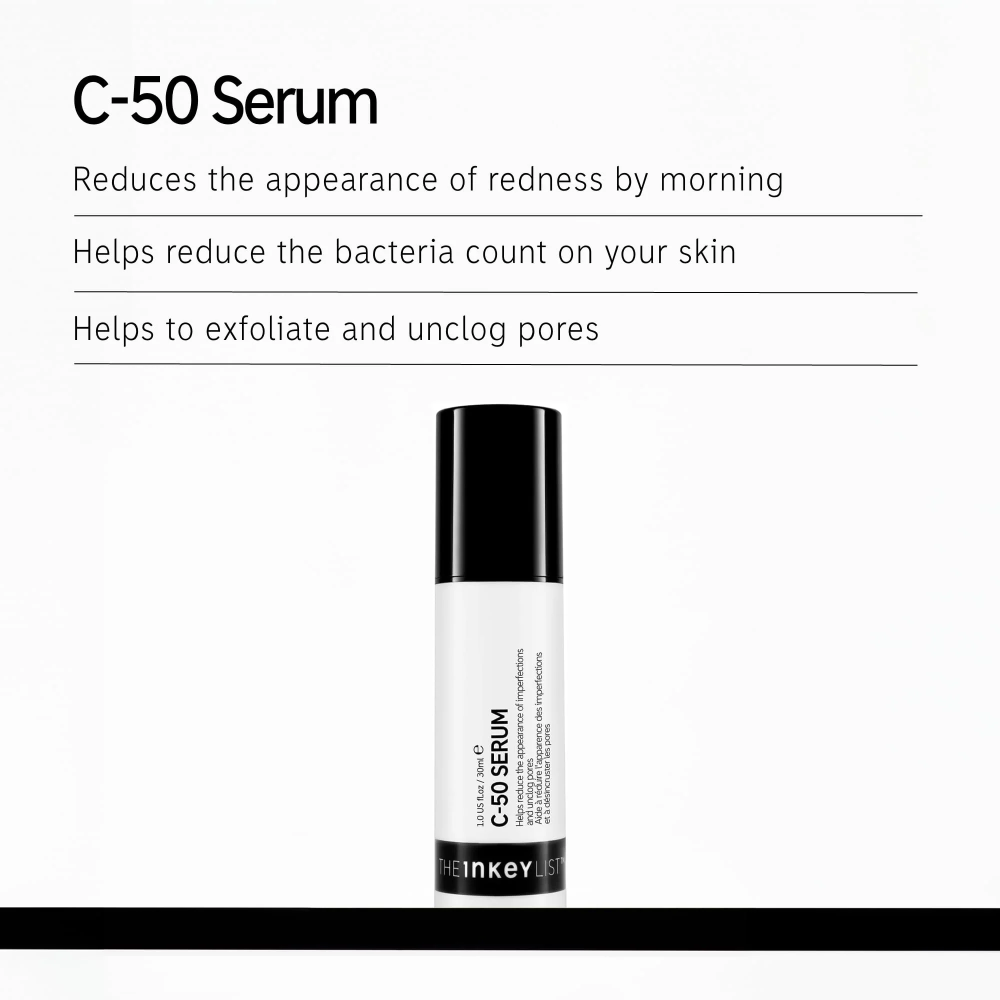 The Inkey List C-50 Serum 30ml, Blemish Night Treatment, Unclogs Pores, Fragrance Free, Suitable For All Oily Skin - Image 6
