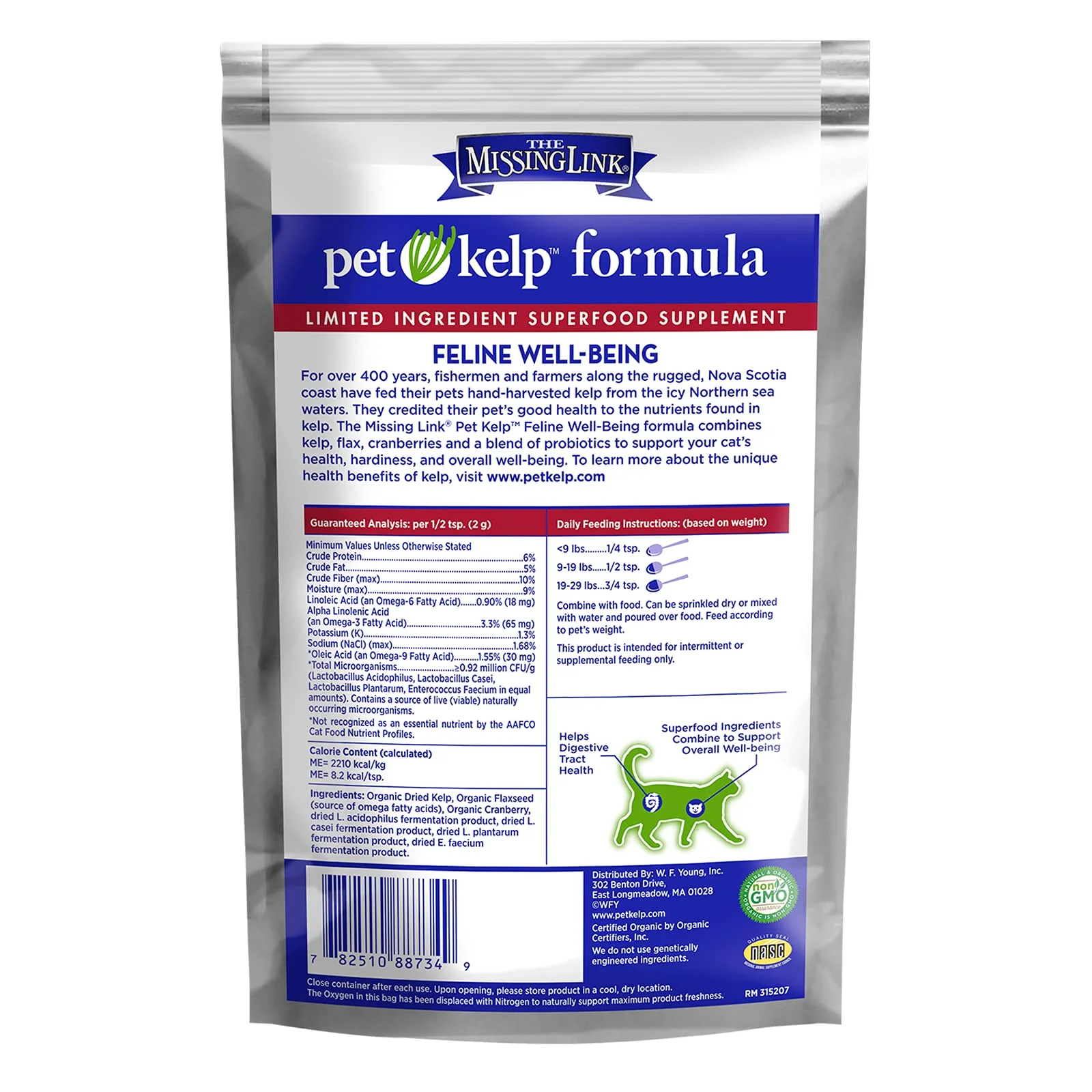 The Missing Link Pet Kelp Feline Well-Being 6oz Superfood Powdered Supplement, Organic & Limited Ingredient Formula for Digestive & Overall Health of Cats - Image 7