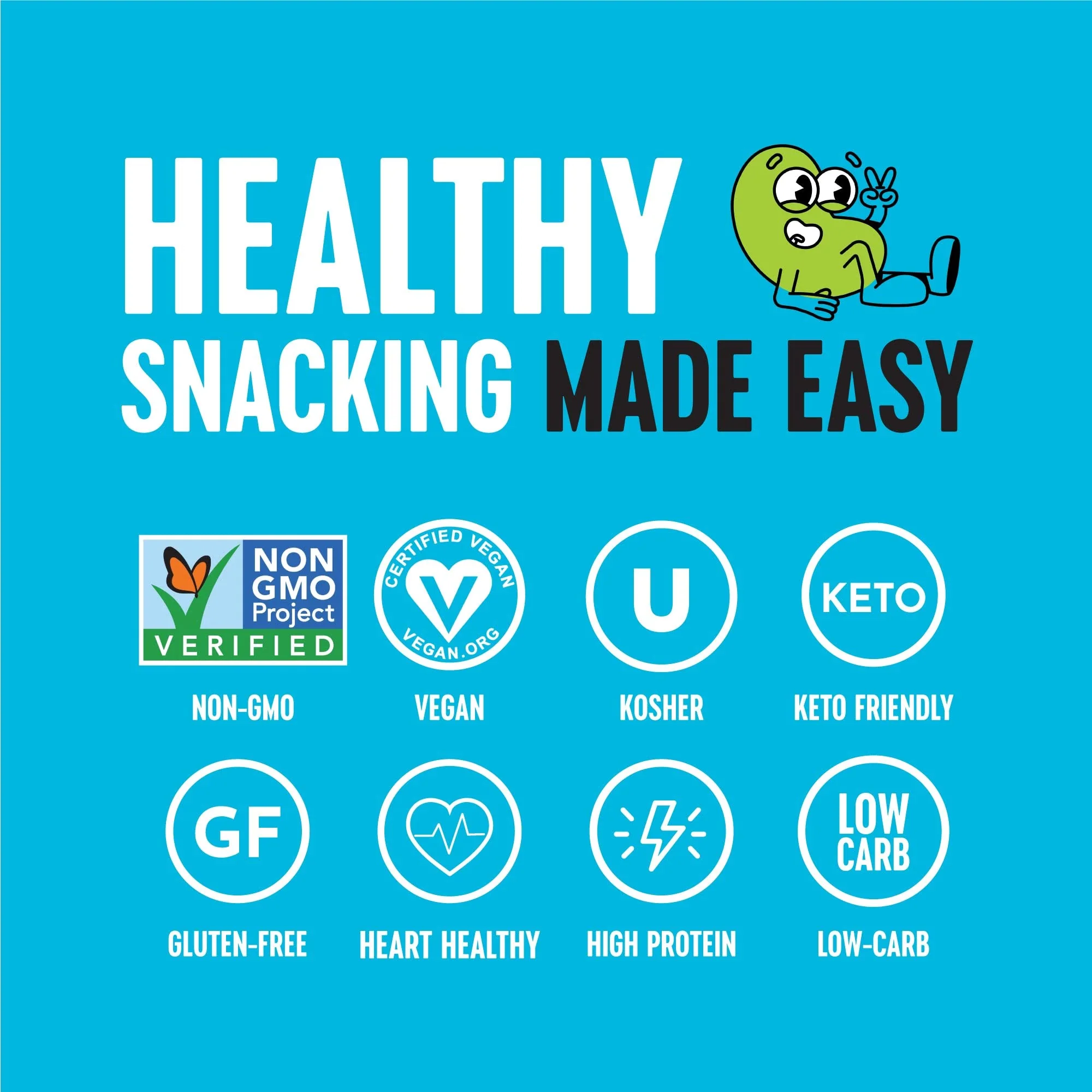 The Only Bean Crunchy Dry Roasted Edamame Snacks (Sea Salt), Healthy High Protein(11g) Keto Food, Low Carb Gluten Free Office Vegan Food 100 Calorie Snack Pack, 0.9oz 10 Pack - Image 4