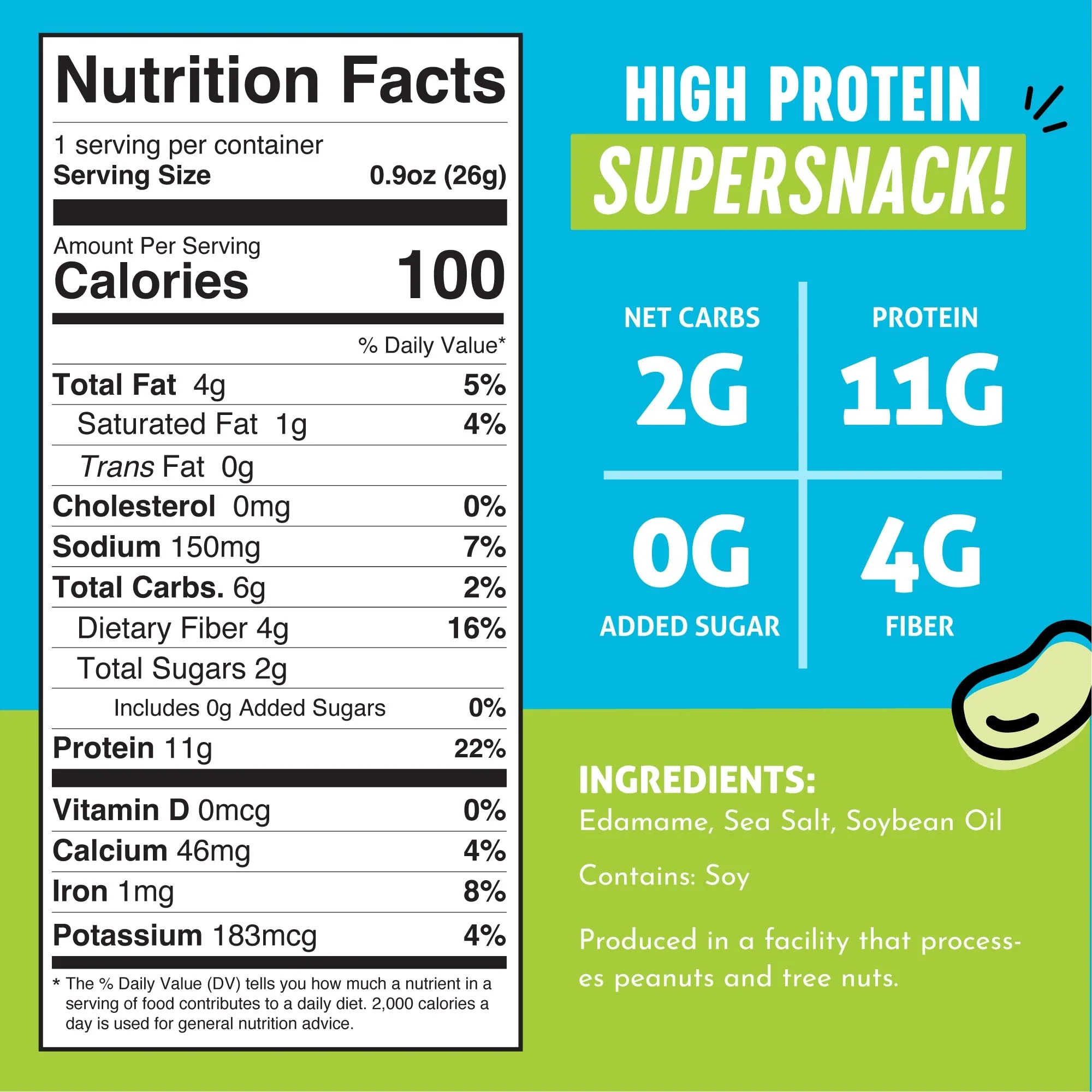 The Only Bean Crunchy Dry Roasted Edamame Snacks (Sea Salt), Healthy High Protein(11g) Keto Food, Low Carb Gluten Free Office Vegan Food 100 Calorie Snack Pack, 0.9oz 10 Pack - Image 7