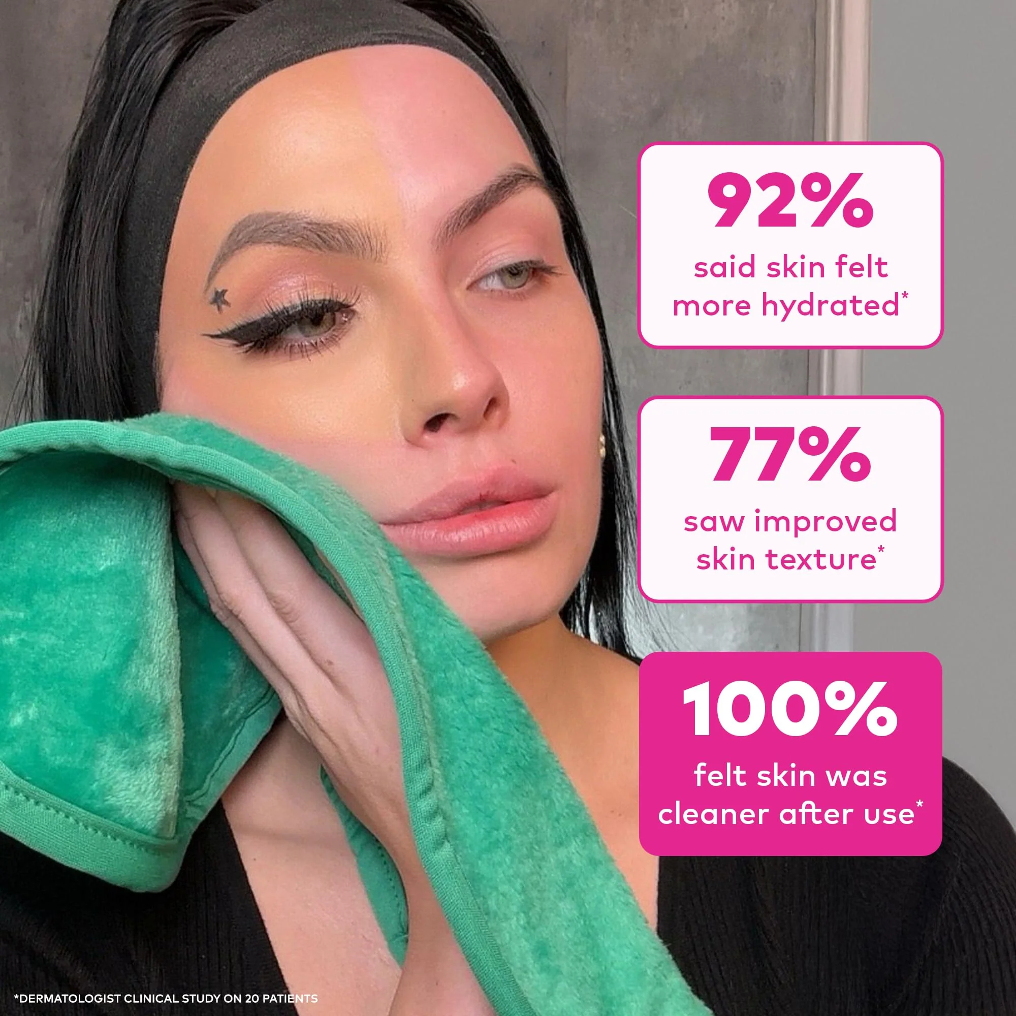 The Original MakeUp Eraser PRO, Effortlessly Remove All Makeup Using Only Water, Including Waterproof Mascara, Eyeliner, Foundation, Lipstick, Sunscreen,and More! Green, 1ct. - Image 5