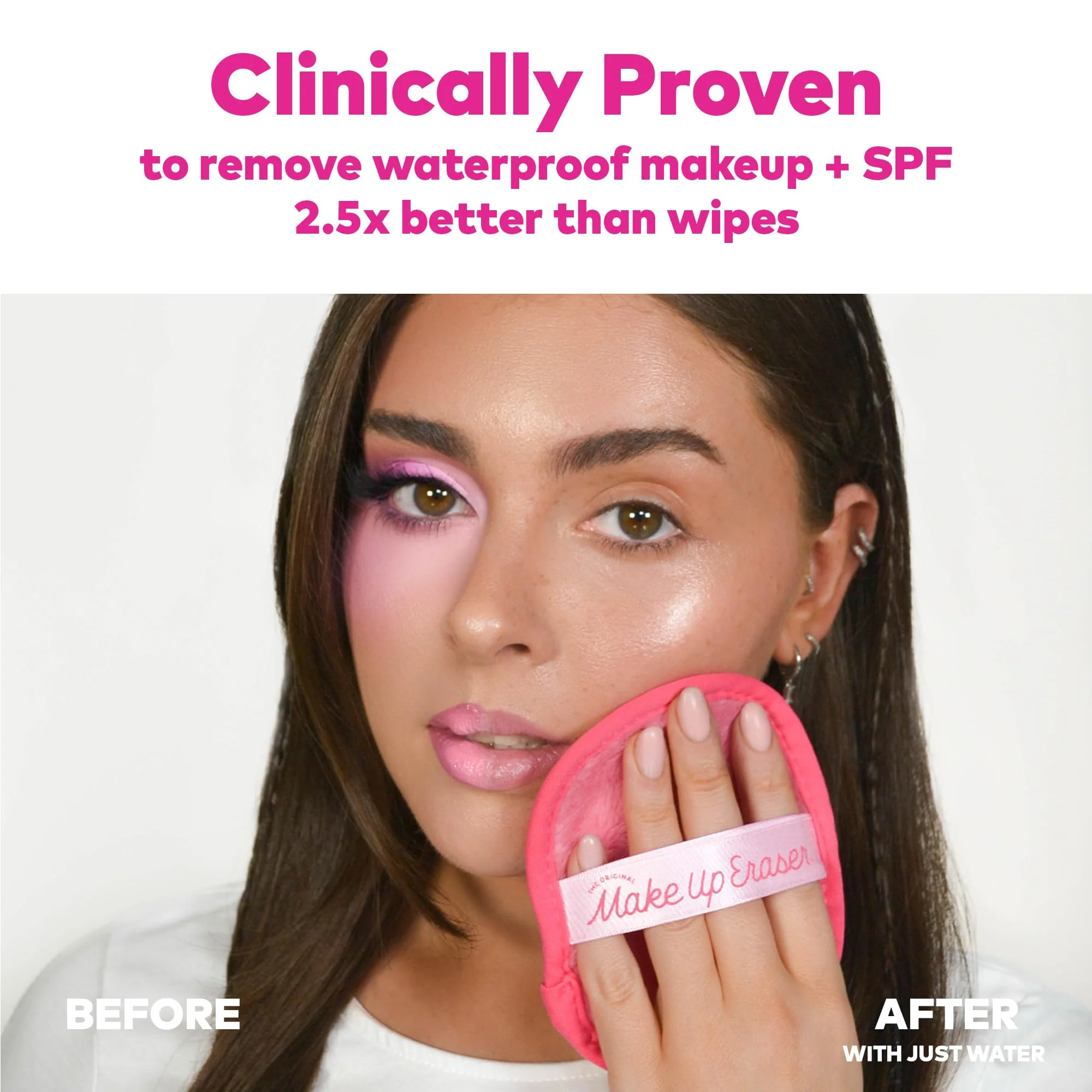 The Original MakeUp Eraser PRO, Effortlessly Remove All Makeup Using Only Water, Including Waterproof Mascara, Eyeliner, Foundation, Lipstick, Sunscreen,and More! Original Pink, 1ct. - Image 8