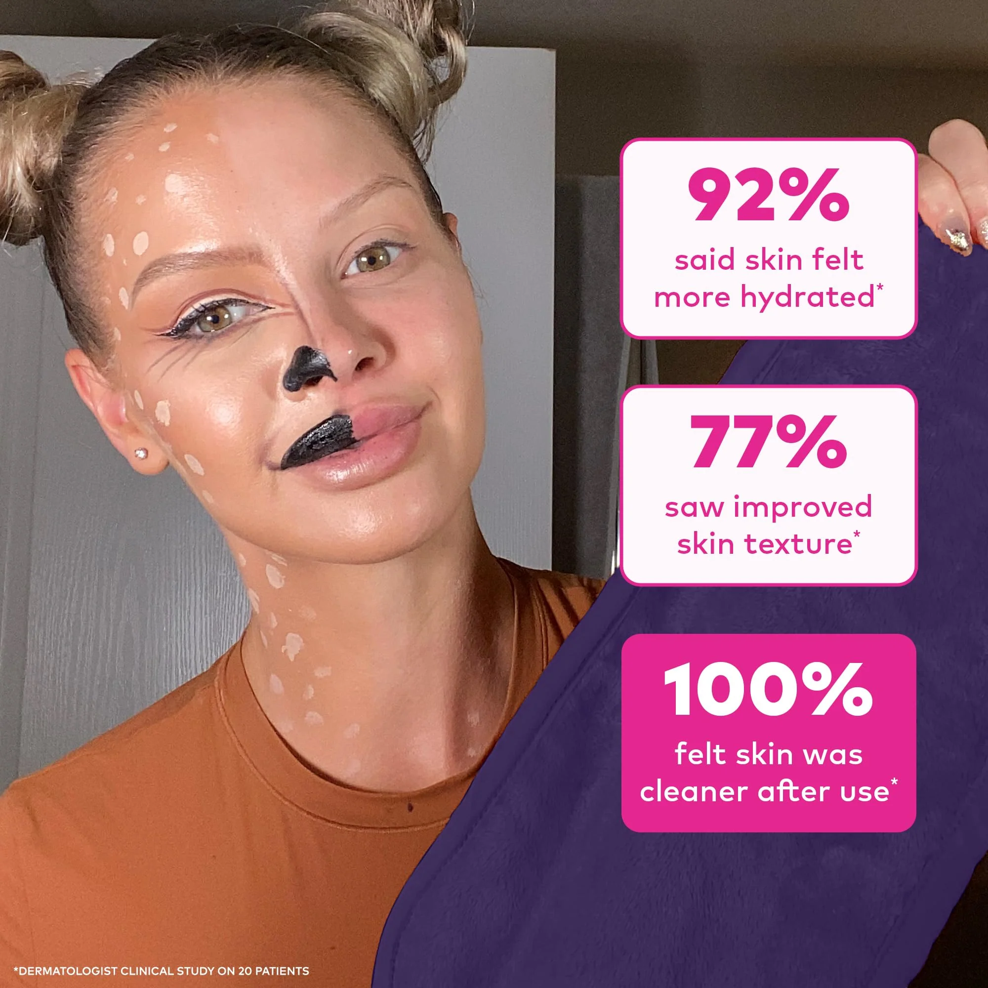 The Original MakeUp Eraser PRO, Effortlessly Remove All Makeup Using Only Water, Including Waterproof Mascara, Eyeliner, Foundation, Lipstick, Sunscreen,and More! Queen Purple, 1 ct. - Image 5