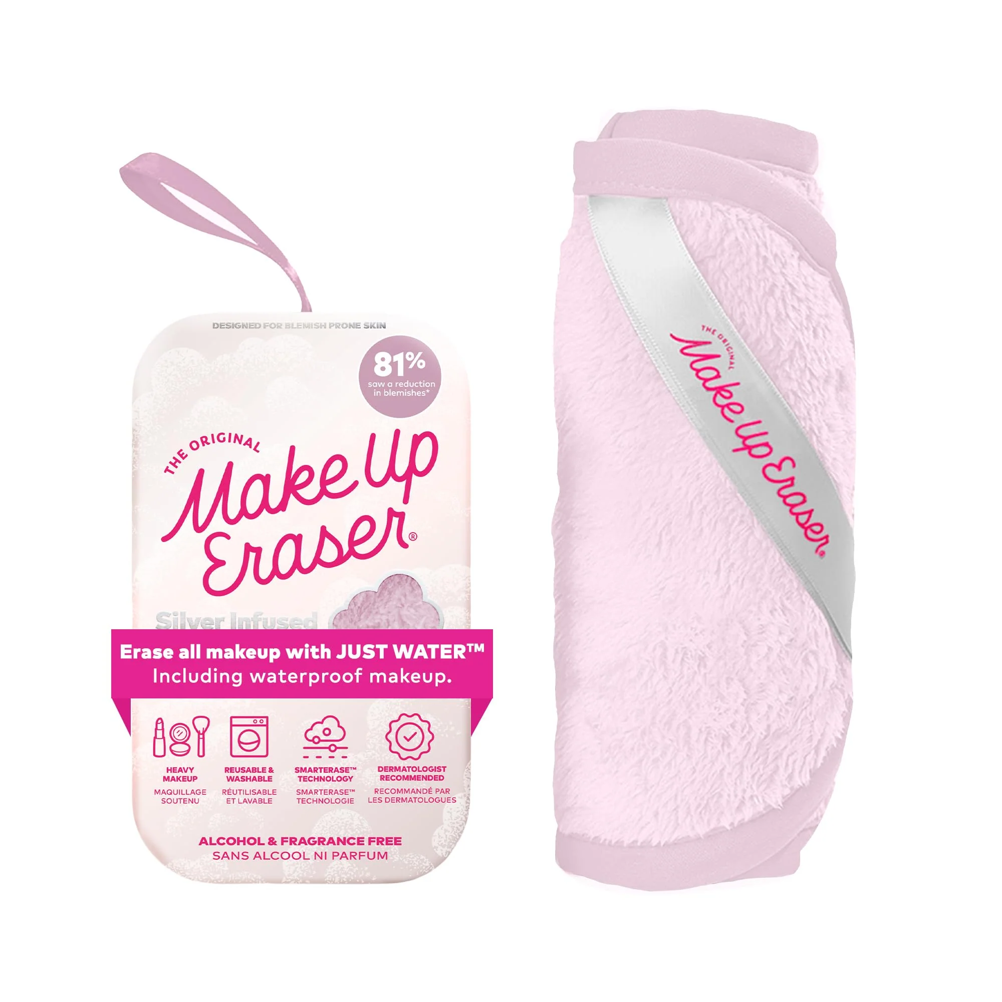 The Original MakeUp Eraser PRO, Effortlessly Remove All Makeup Using Only Water, Including Waterproof Mascara, Eyeliner, Foundation, Lipstick, Sunscreen,and More! Silver Infused, 1ct.