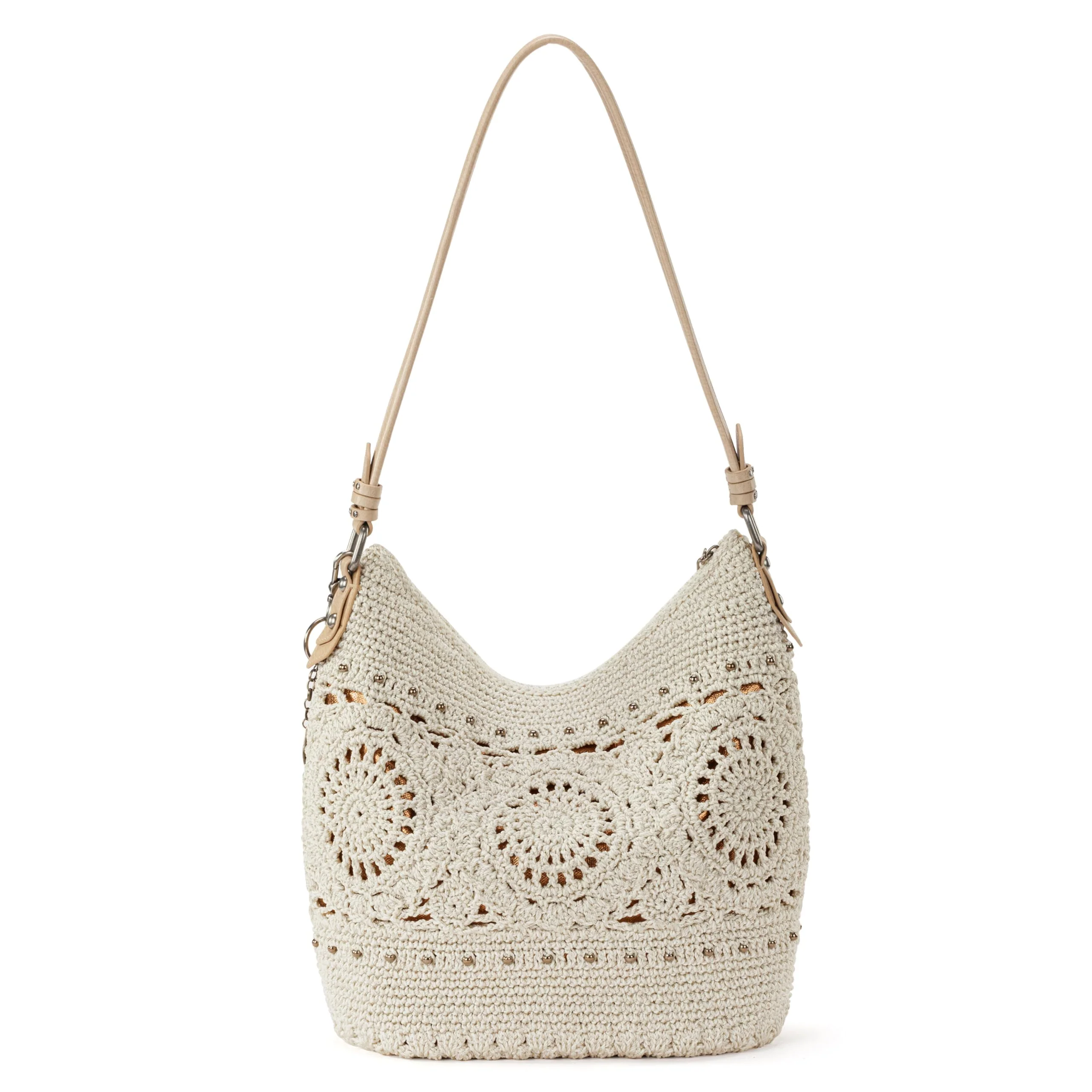 The Sak Sequoia Large Hobo Bag - Premium Leather Women's Handbag for Everyday & Travel - Designer Purse With Shoulder Bag Strap, Zipper Closure and Pockets - Natural Medallion - Image 2