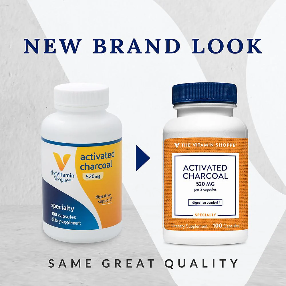 The Vitamin Shoppe Activated Charcoal 520MG for Digestive Health (100 Capsules) - Image 7