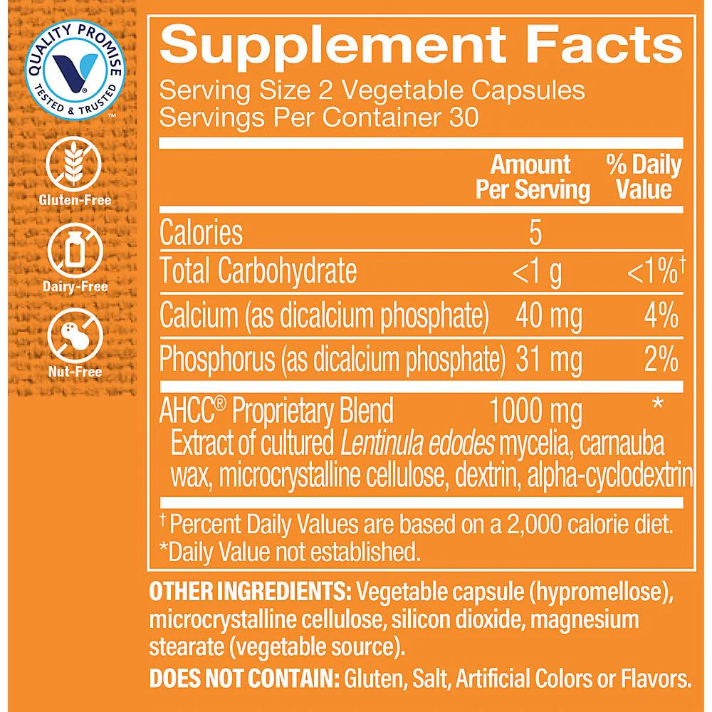 The Vitamin Shoppe AHCC 500mg - Immune System Booster & Cell Defense | Active Hexose Correlated Compound | 60 Veggie Caps | Mushroom Extract - Image 5