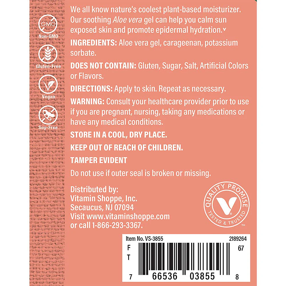 The Vitamin Shoppe Aloe Vera Gel 99% Pure - Sunburn Relief & Skin Moisturizer | After-Sun Care | 4 oz Topical | Organic Leaf Extract - Image 5