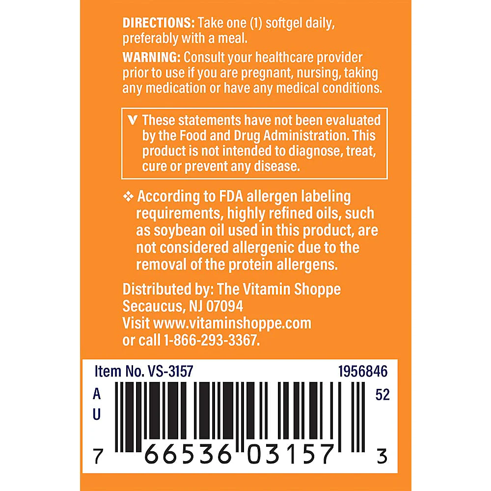 The Vitamin Shoppe Astaxanthin (Solasta) That Supports Brain & Heart Health and Skin for Healthy Aging (60 Softgels) - Image 4
