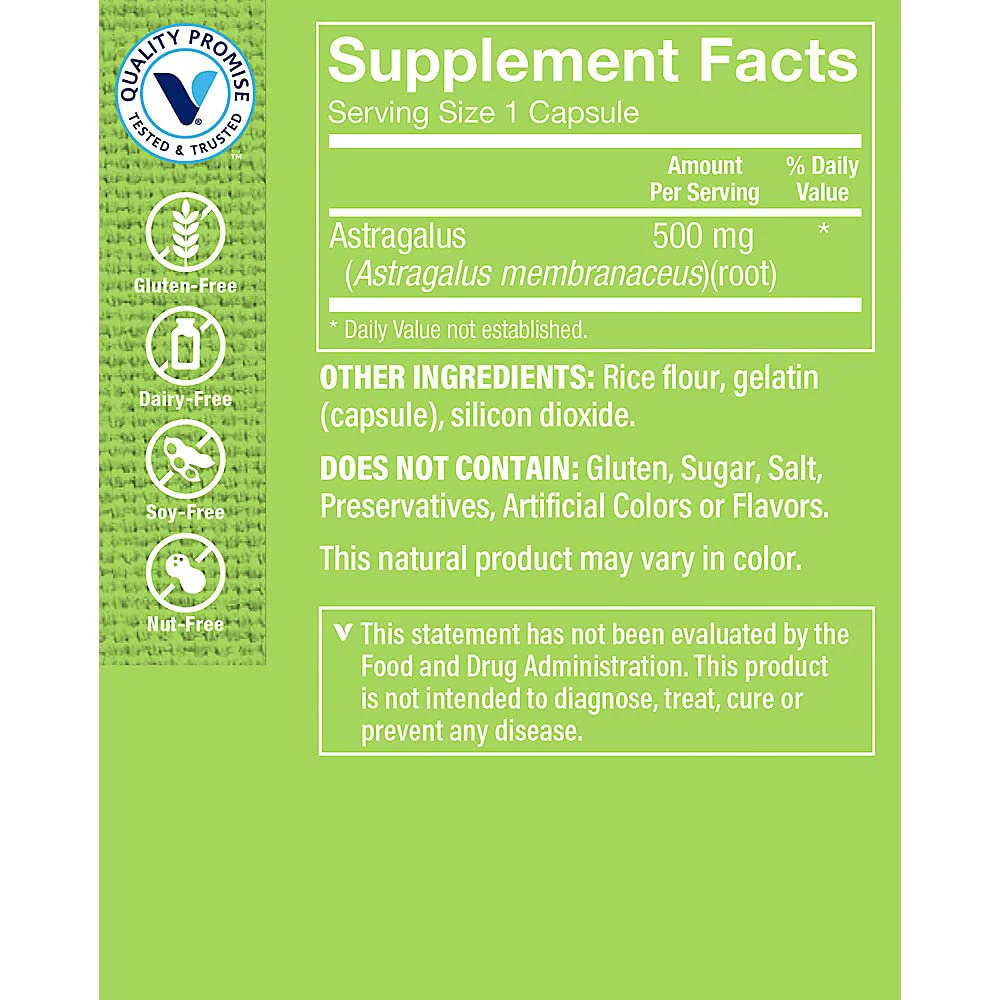 The Vitamin Shoppe Astragalus (Root) 500mg Herbal Supplement Support (300 Capsules) - Image 5