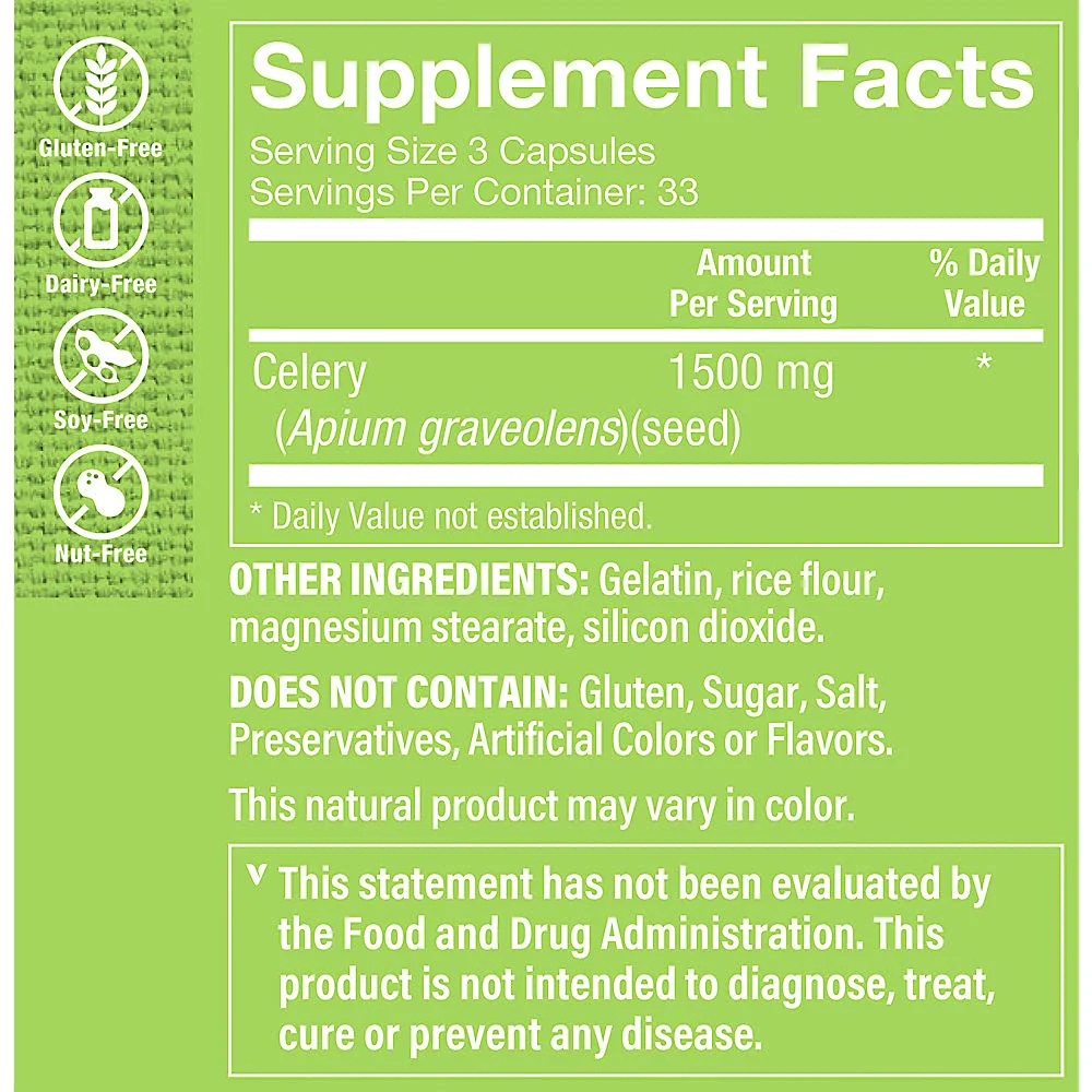 The Vitamin Shoppe Celery Seed 1,500MG, Herbal Support That (100 Capsules) - Image 5