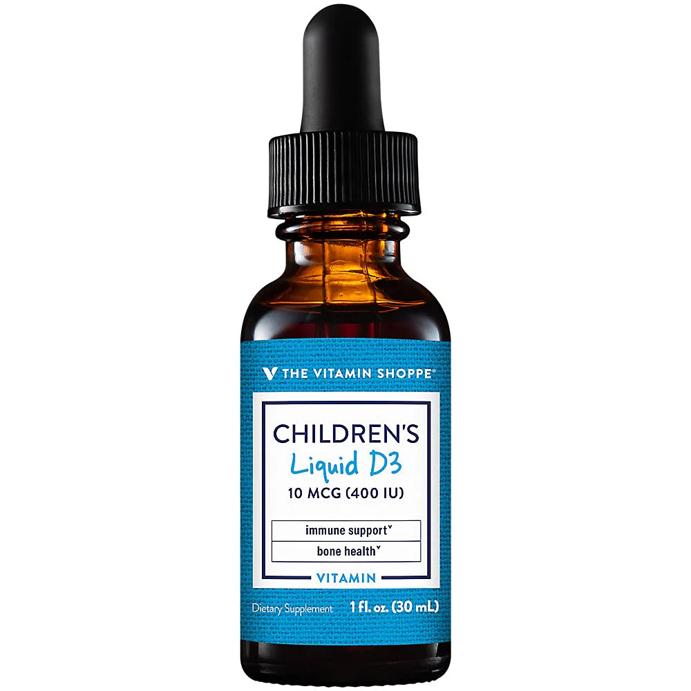 The Vitamin Shoppe Children's Vitamin D3 400 IU Liquid Drops - Bone & Immune Support | Cholecalciferol | 1 oz | Easy Absorption