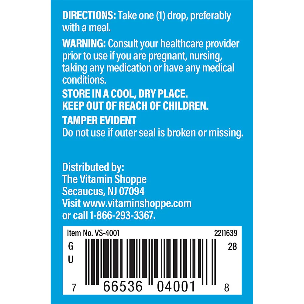 The Vitamin Shoppe Children's Vitamin D3 400 IU Liquid Drops - Bone & Immune Support | Cholecalciferol | 1 oz | Easy Absorption - Image 4