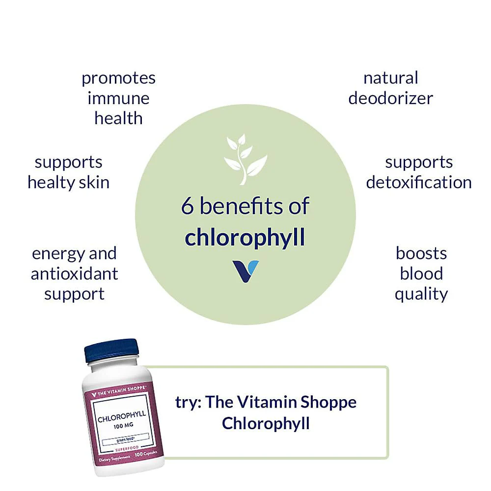 The Vitamin Shoppe Chlorophyll 100mg Natural Food Supplement, Green (100 Capsules) - Image 4
