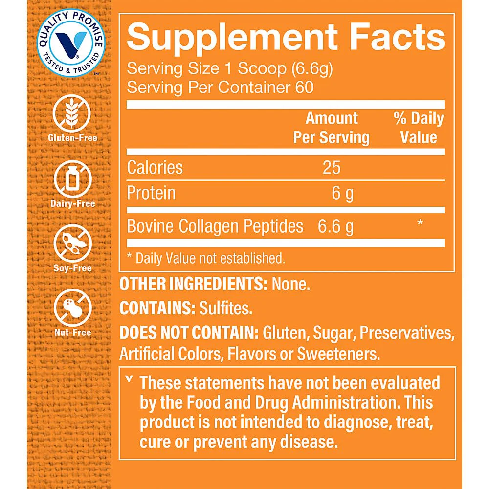 The Vitamin Shoppe Collagen Peptides Powder - Unflavored, Promotes Healthy Hair, Skin, Joint & Nails - from Grass Fed Bovine, Gluten Free Natural Peptide (14 Ounces Powder) - Image 5