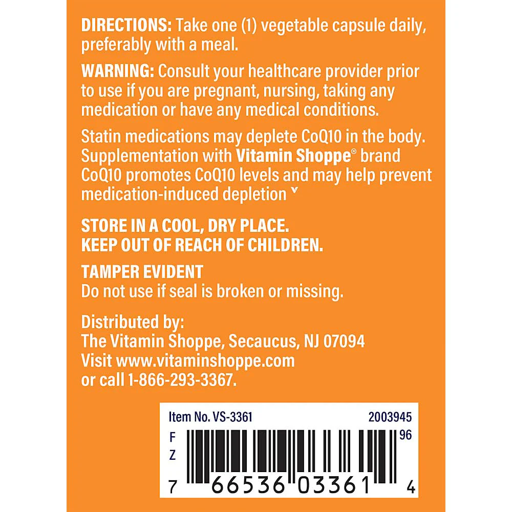 The Vitamin Shoppe CoQ-10 100mg - Beneficial for Those Taking Statins – Supports Heart & Cellular Health and Healthy Energy Production, Essential Antioxidant – Once Daily (240 Capsules) - Image 4
