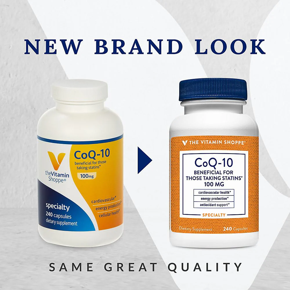 The Vitamin Shoppe CoQ-10 100mg - Beneficial for Those Taking Statins – Supports Heart & Cellular Health and Healthy Energy Production, Essential Antioxidant – Once Daily (240 Capsules) - Image 6