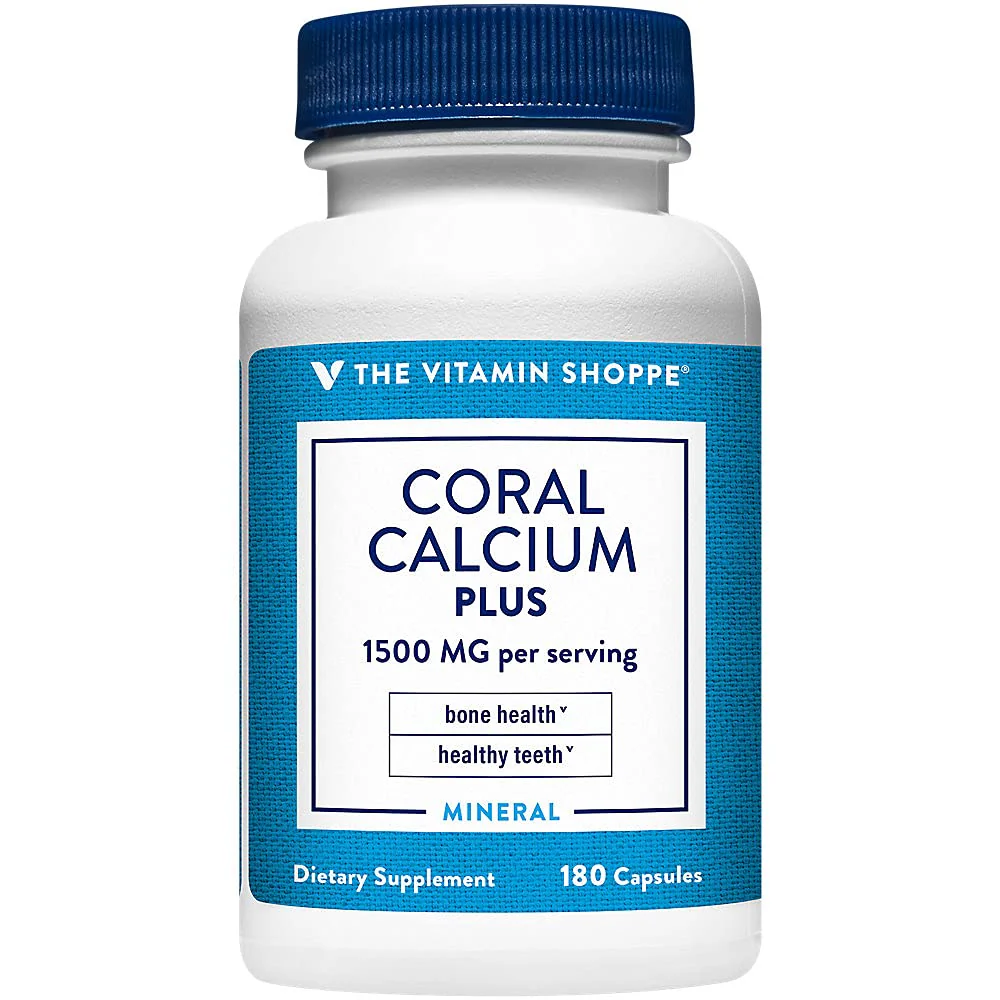 The Vitamin Shoppe Coral Calcium Plus 1,500MG - Eco Safe Source of Calcium, Magnesium & Trace Minerals to Support Healthy Bones and Teeth (180 Capsules)