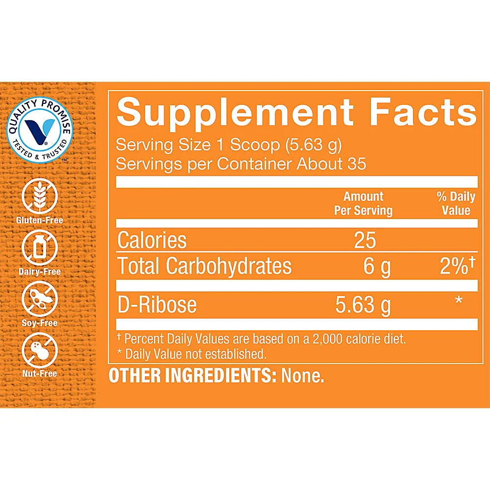 The Vitamin Shoppe D-Ribose Powder - ATP Energy Production & Heart Health | Pure 5-Carbon Sugar | 200g 40 Servings | Unflavored - Image 4