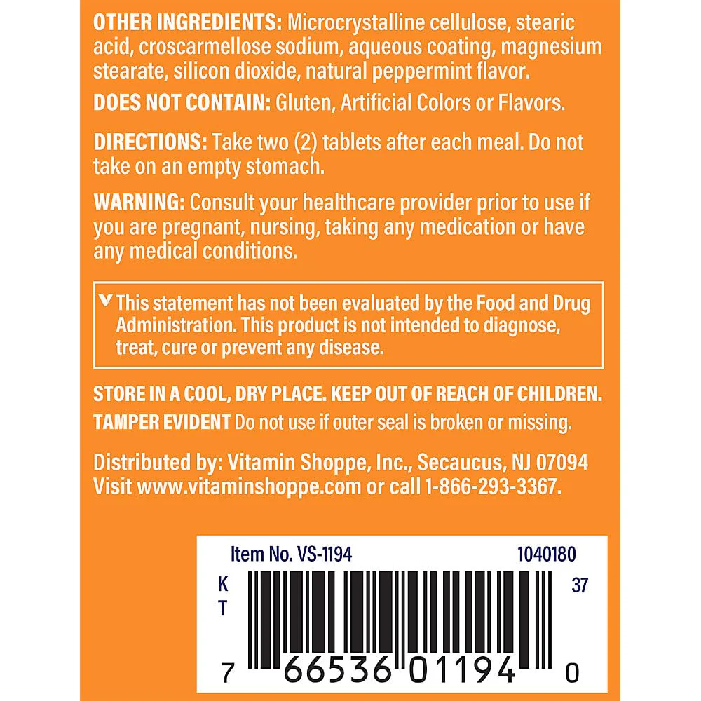 The Vitamin Shoppe Digestive Enzymes - Complete Multi-Enzyme Formula | Protein Fat Carb Digestion | 100 Tablets | Plant-Based - Image 4