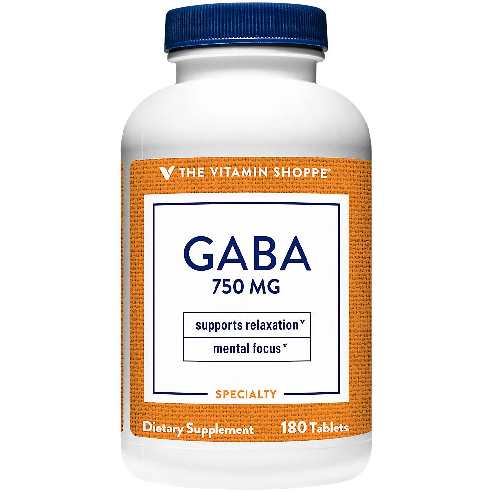 The Vitamin Shoppe GABA 750MG (Gamma-Aminobutyric Acid), Supports Relaxation, (180 Tablets) - Image 3