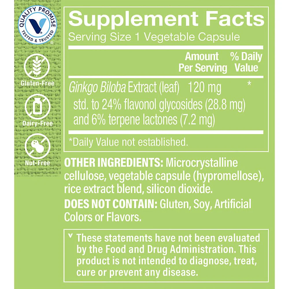 The Vitamin Shoppe Ginkgo Biloba 120 MG - Memory Support, Mental Clarity & Circulation, Standardized Extract (240 Vegetable Capsules) - Image 3