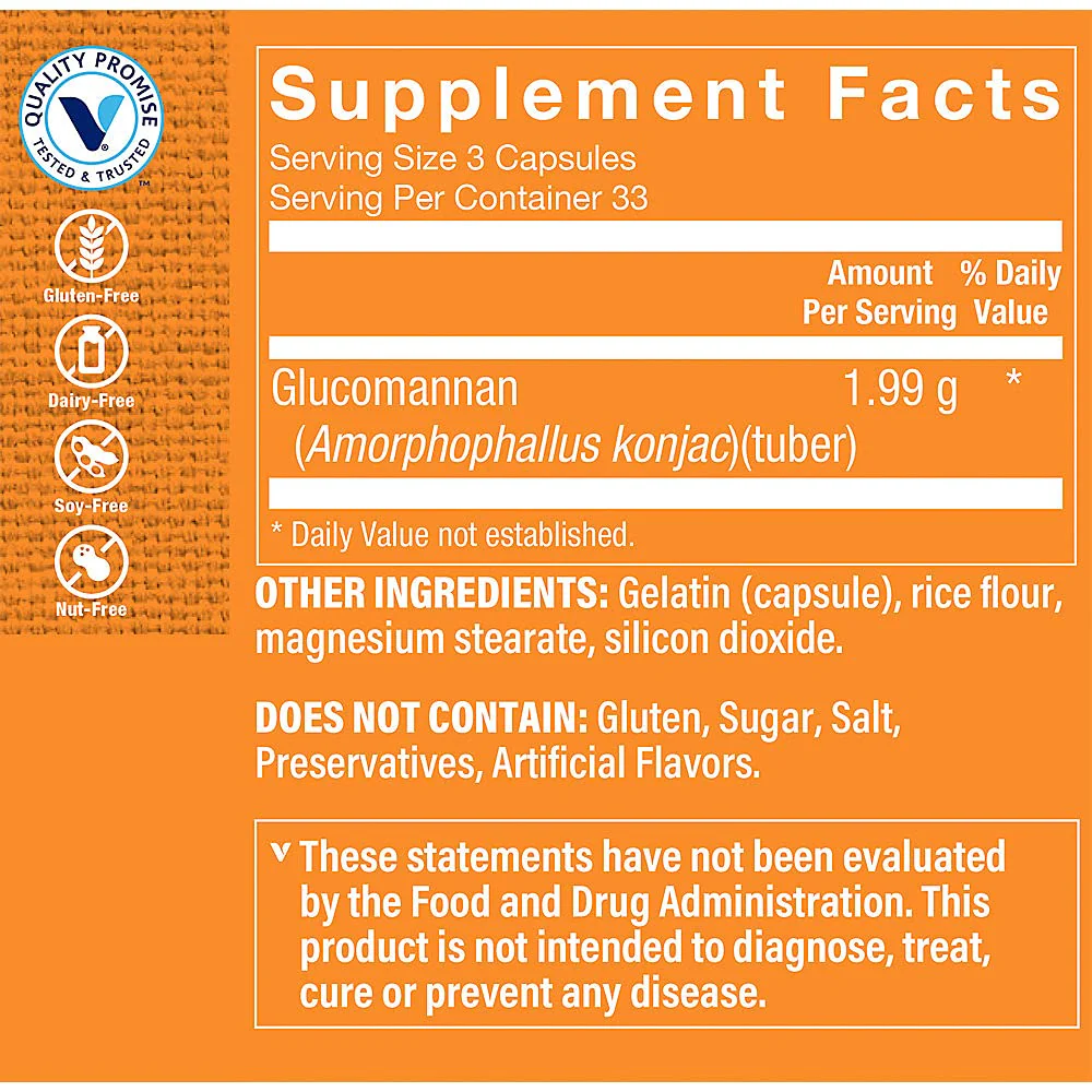 The Vitamin Shoppe Glucomannan 1.99GM, Source Soluble Fiber from (100 Capsules) - Image 5