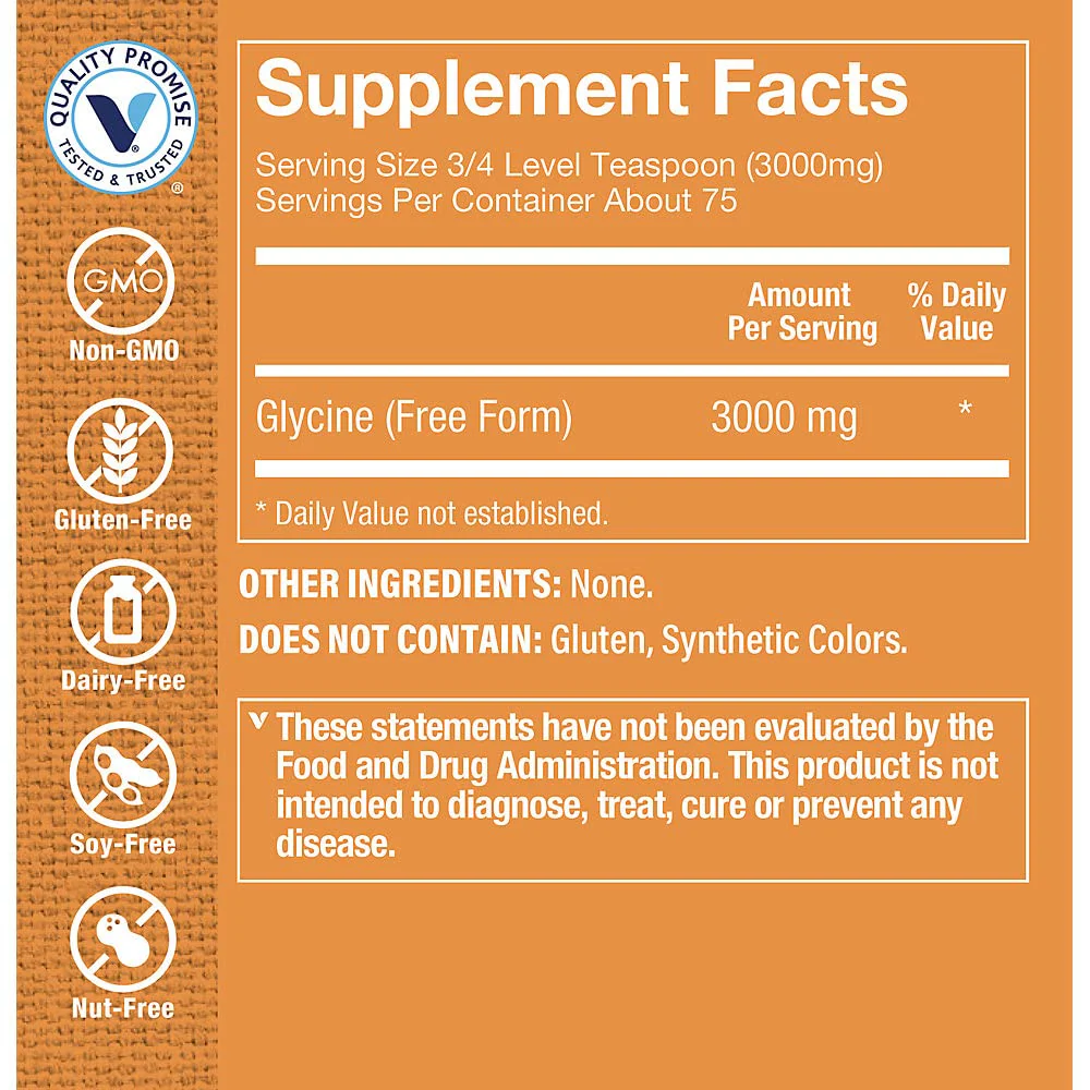 The Vitamin Shoppe Glycine Powder 3000mg - Restful Sleep & Relaxation | Nervous System Support Amino Acid | 8 oz 75 Servings | Vegan - Image 3