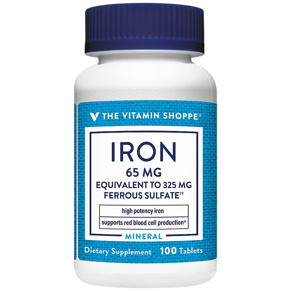 The Vitamin Shoppe Iron 65 MG - Red Blood Cell Production, Energy & Oxygen Transport Support, Essential Mineral