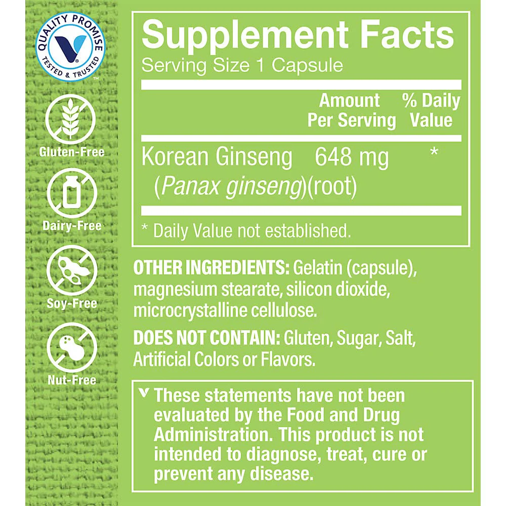 The Vitamin Shoppe Korean Ginseng Whole Root 648mg - Energy Vitality & Stamina | Adaptogenic Herb | 60 Capsules | Panax Ginseng - Image 4