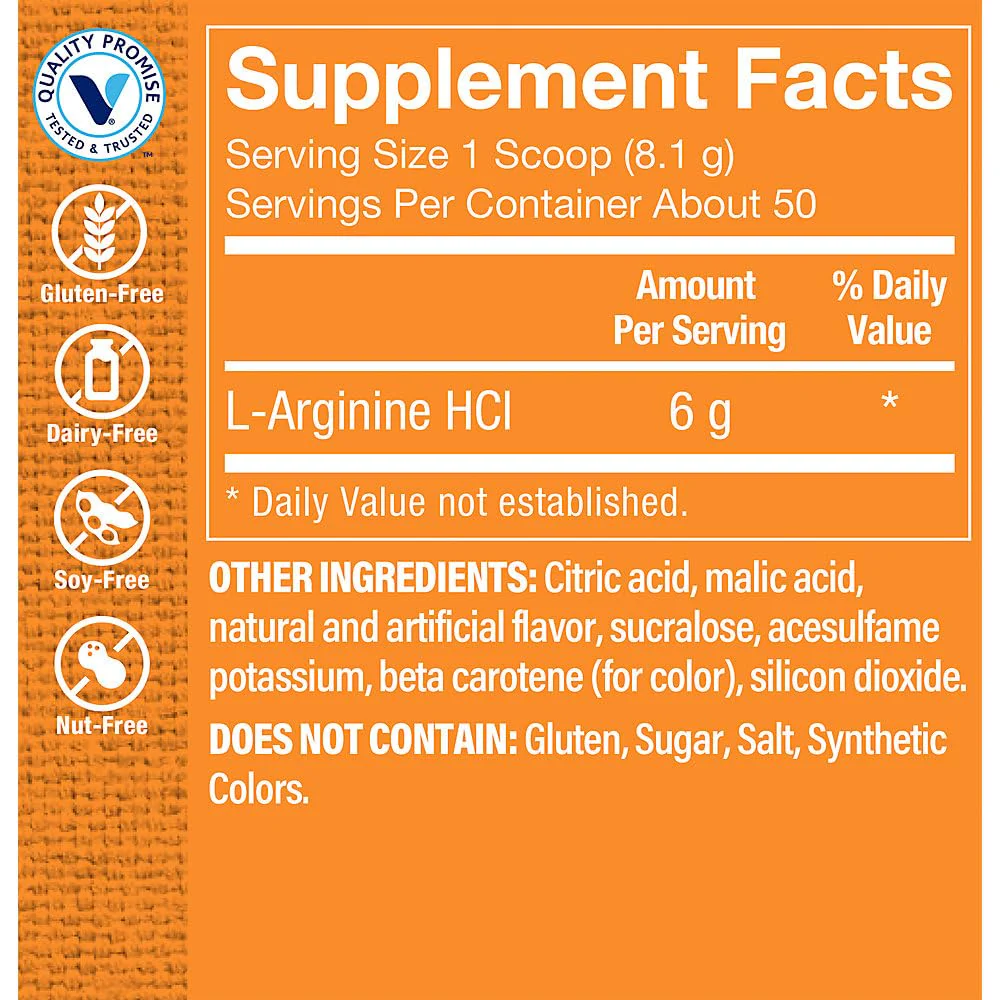 The Vitamin Shoppe L-Arginine - Nitric Oxide Production, Circulation & Exercise Performance Support - Image 4