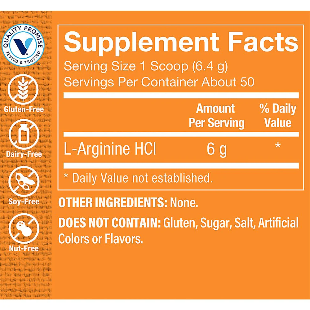 The Vitamin Shoppe L-Arginine Powder - Nitric Oxide & Cardiovascular Support | Free-Form Amino Acid | 8 oz | Pre-Workout Energy - Image 5
