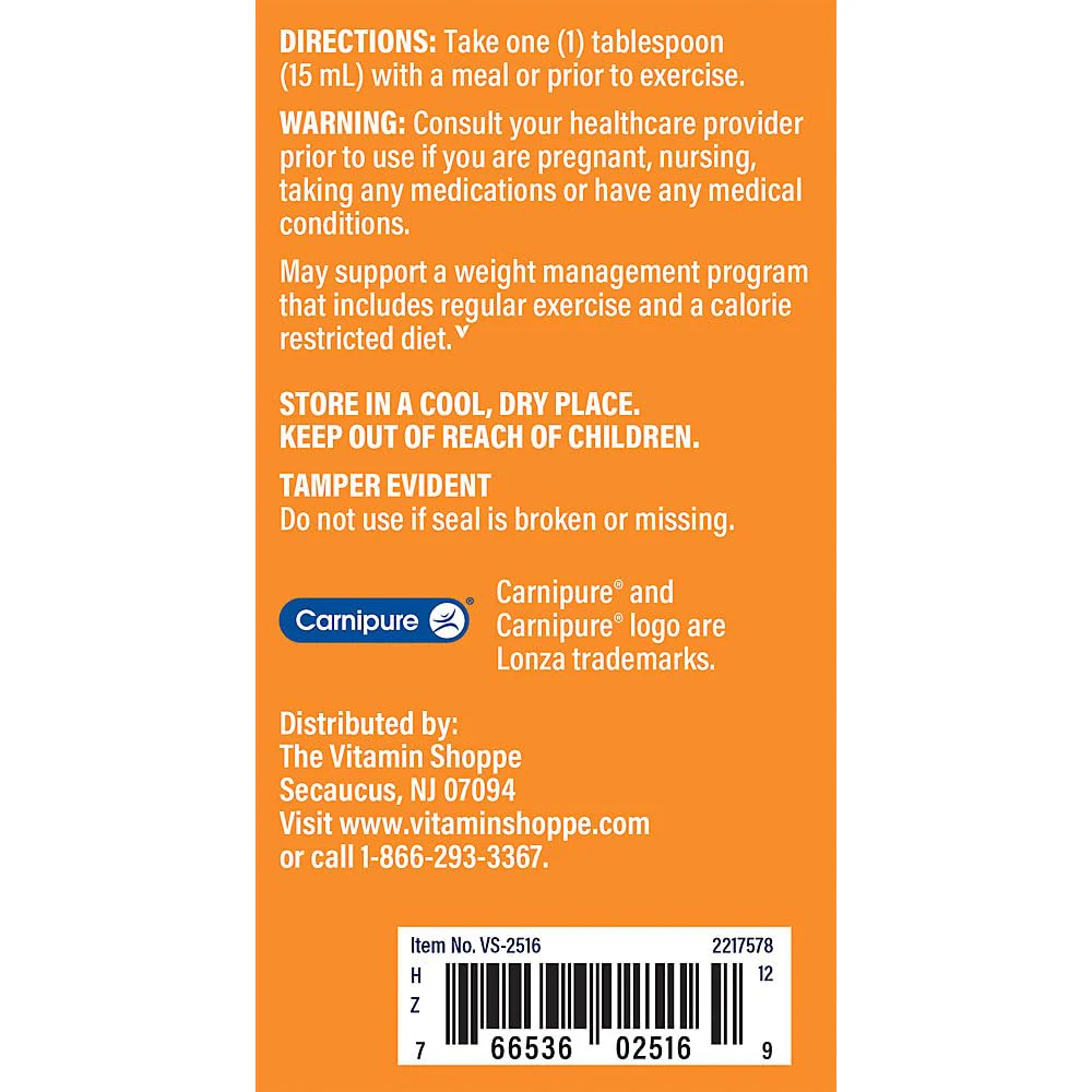 The Vitamin Shoppe L-Carnitine Liquid 3000mg - Fat Metabolism & Energy Boost | Amino Acid Supplement | 16 oz Raspberry | Sugar-Free - Image 4
