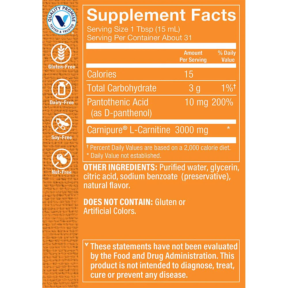 The Vitamin Shoppe L-Carnitine Liquid 3000mg - Fat Metabolism & Energy Boost | Amino Acid Supplement | 16 oz Raspberry | Sugar-Free - Image 5